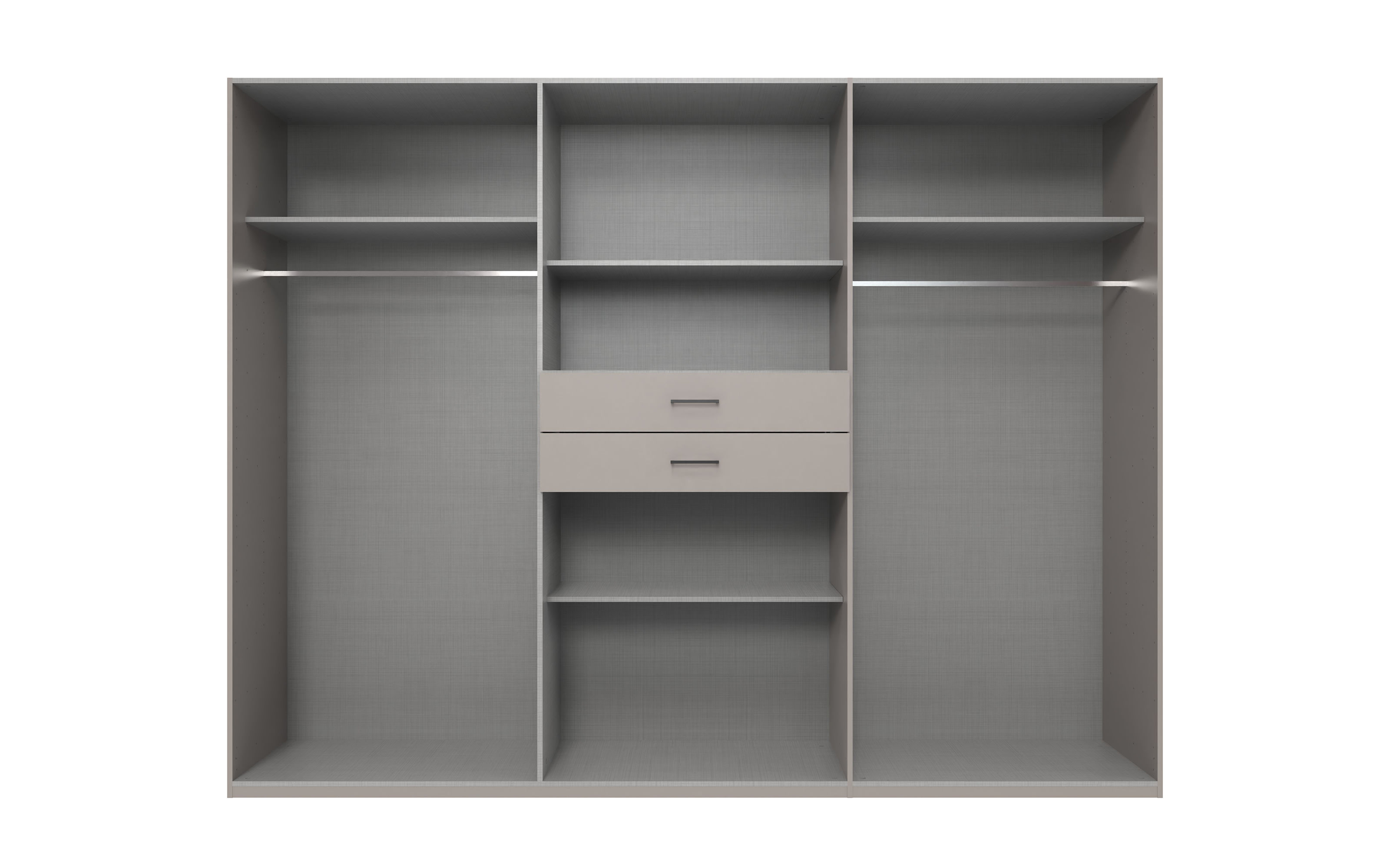 Drehtürenschrank Düsseldorf, grau, 270 x 208 cm, inkl. Spiegelfront