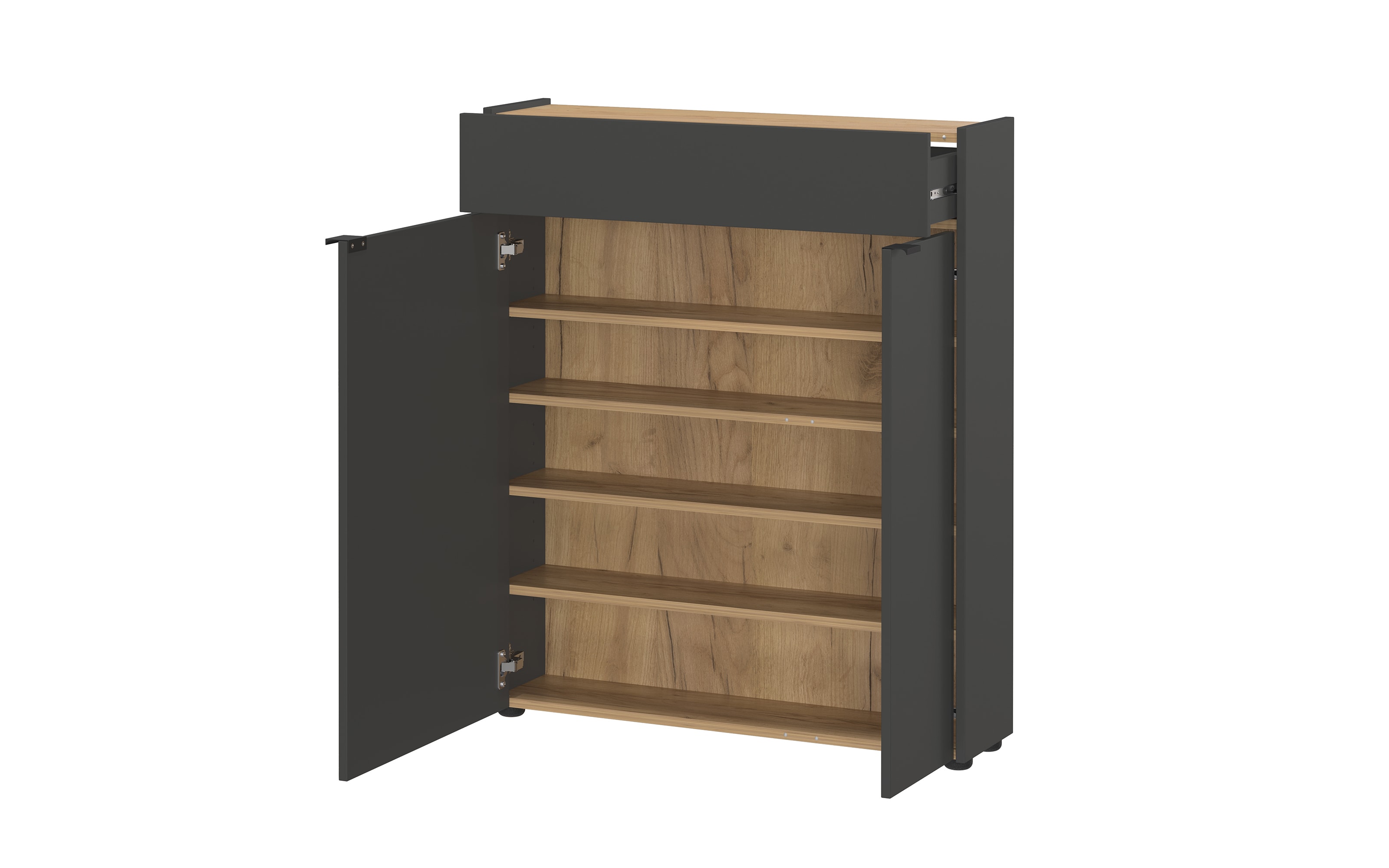 Mehrzweckschrank GW-Ameca, graphit/Eiche-Nachbildung, inkl. Softclose Funktion 