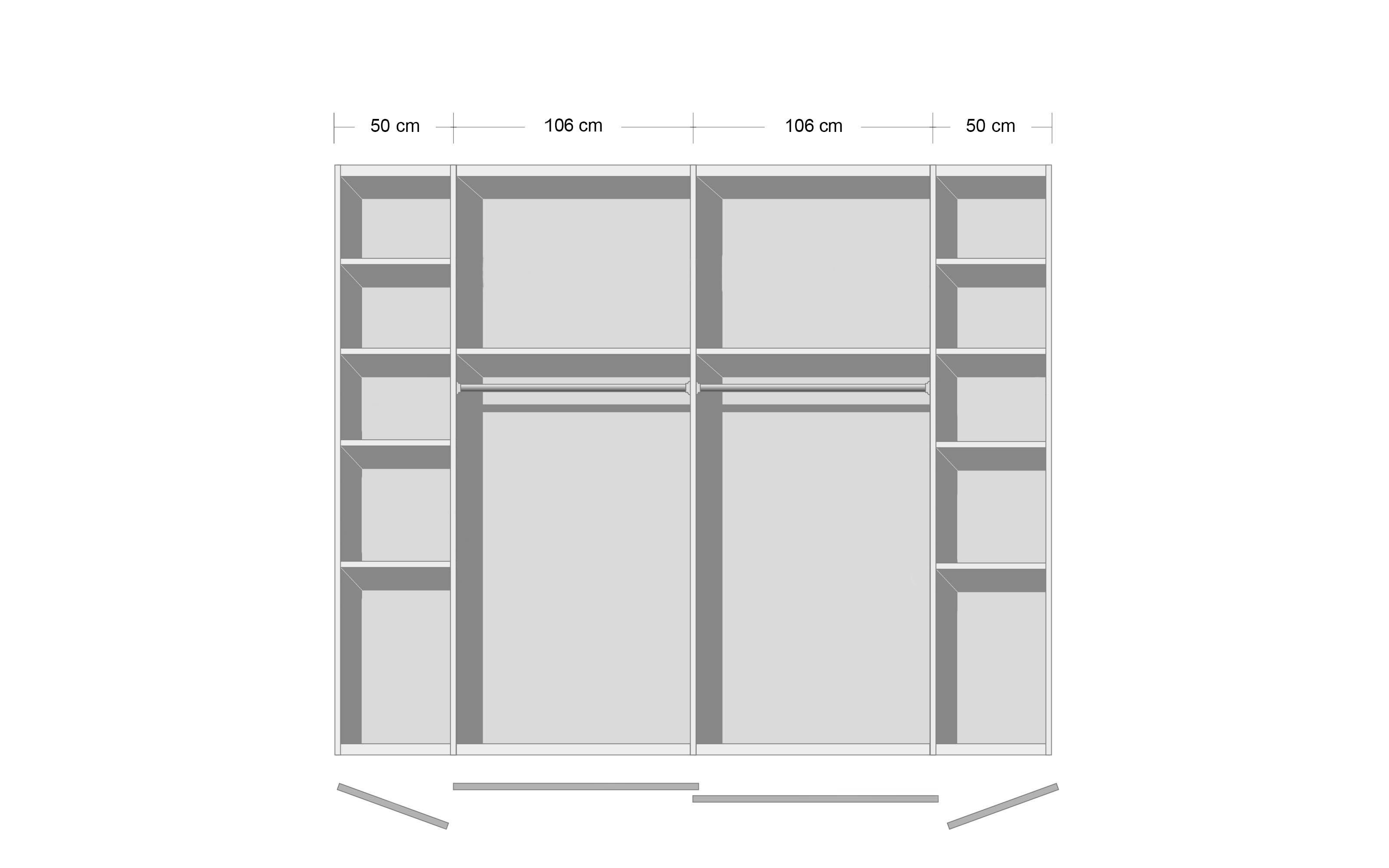 Schwebe-/Drehtürenschrank Match II, weiß, 312 x 225 cm