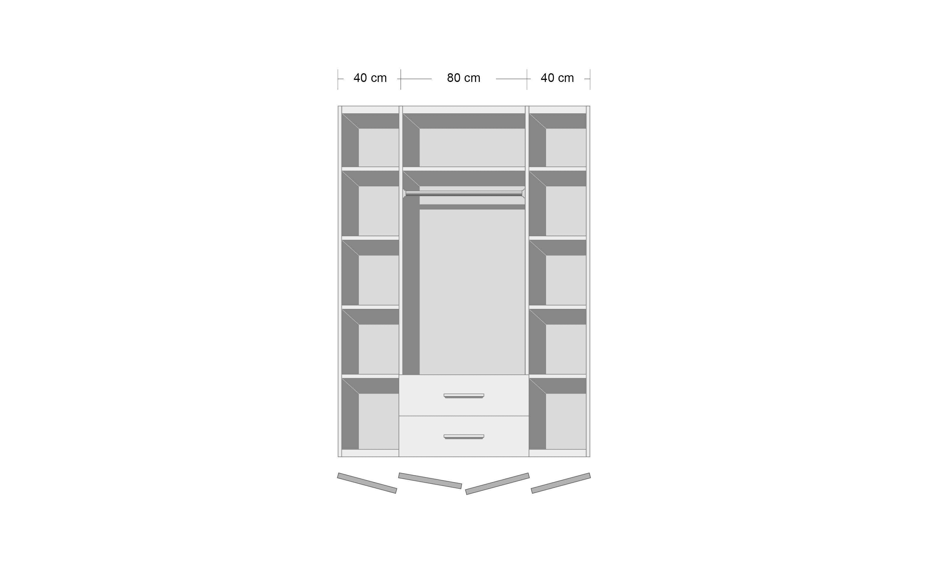 Drehtürenschrank Spice, weiß Hardeck x 208 online 160 cm kaufen bei Hochglanz