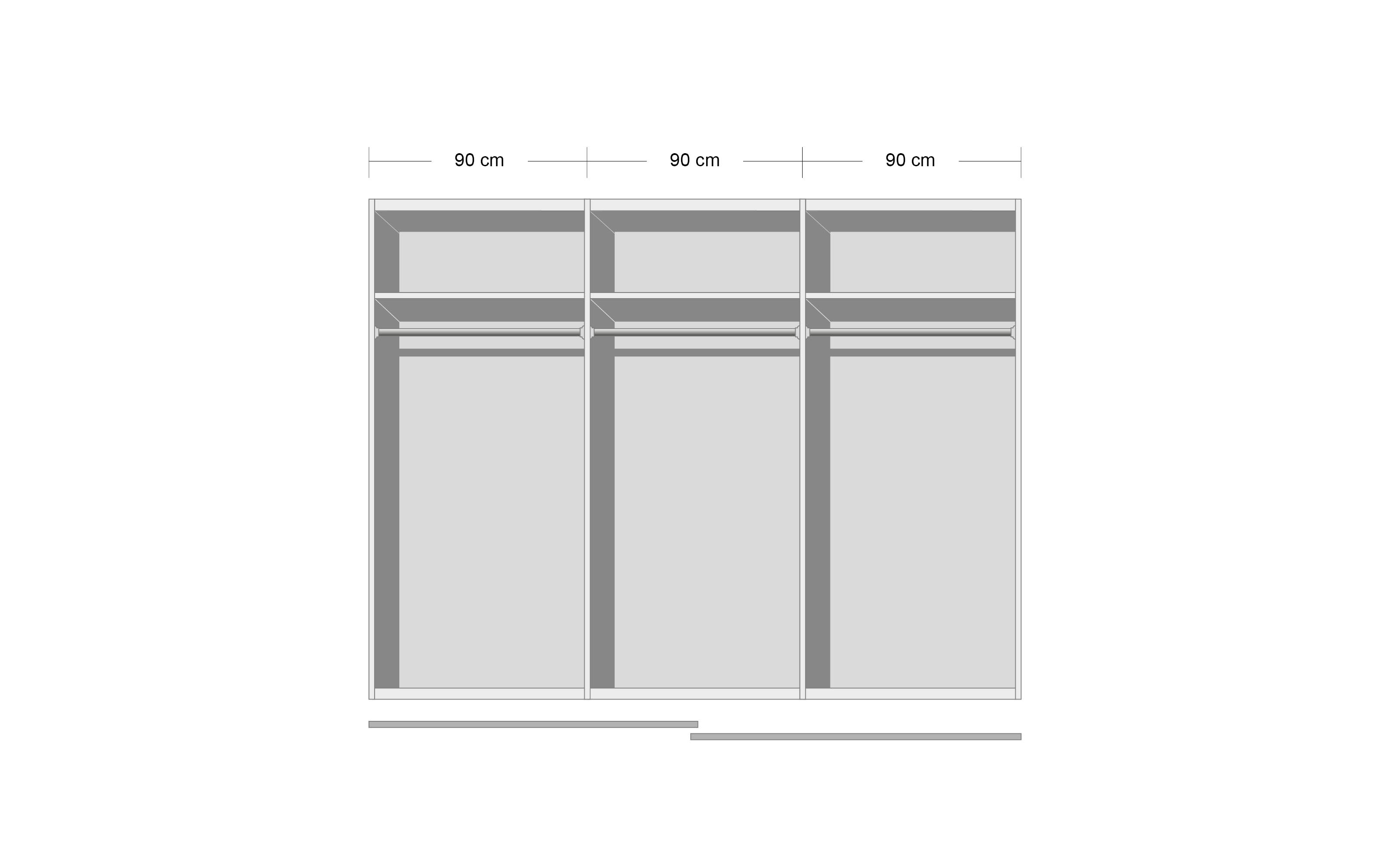 Schwebetürenschrank Linea, Bartex Eiche/graphit, 270 x 211 cm