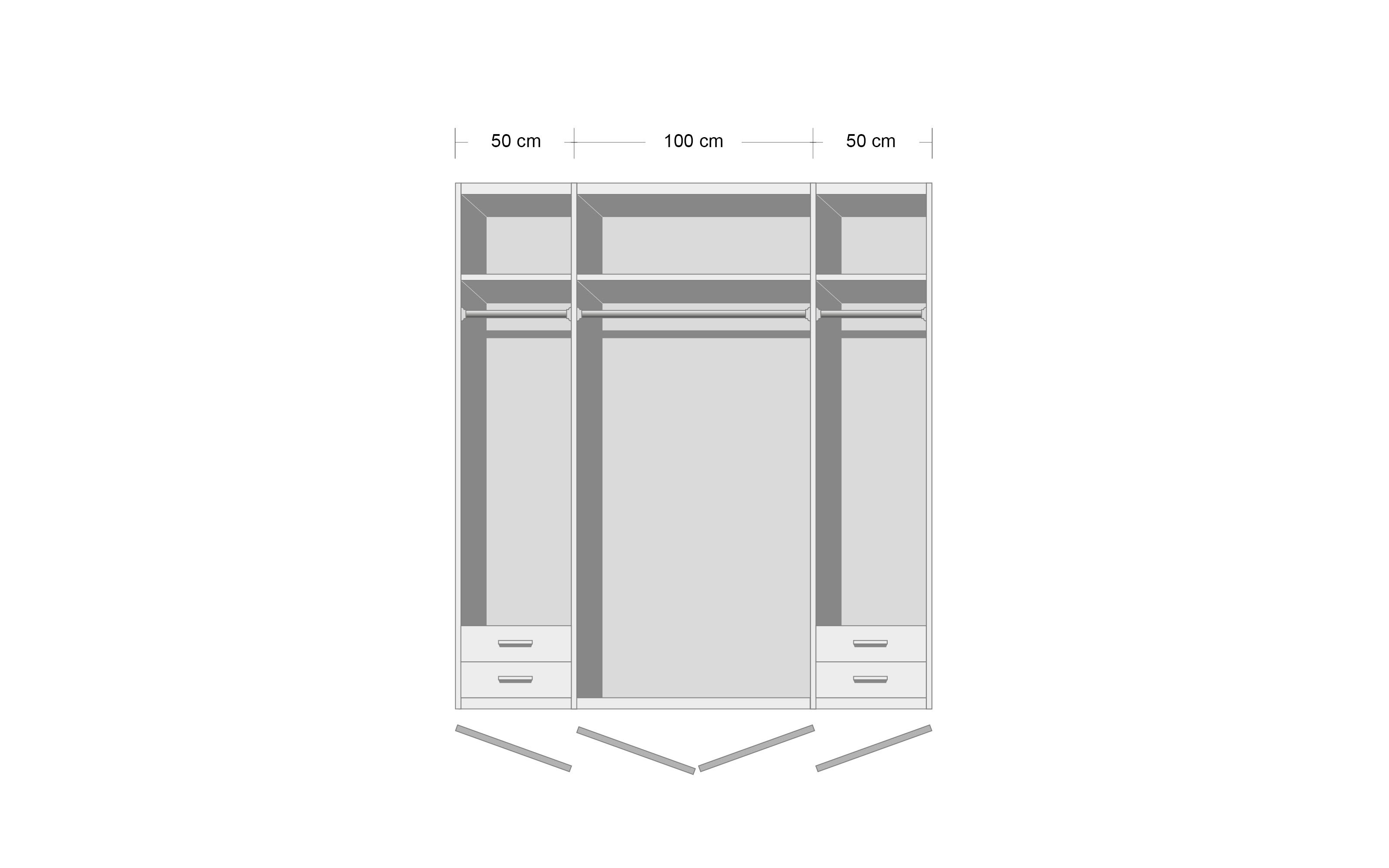 Drehtürenschrank Valencia, weiß, Korpus Artisan-Eiche, 206 x 195 cm