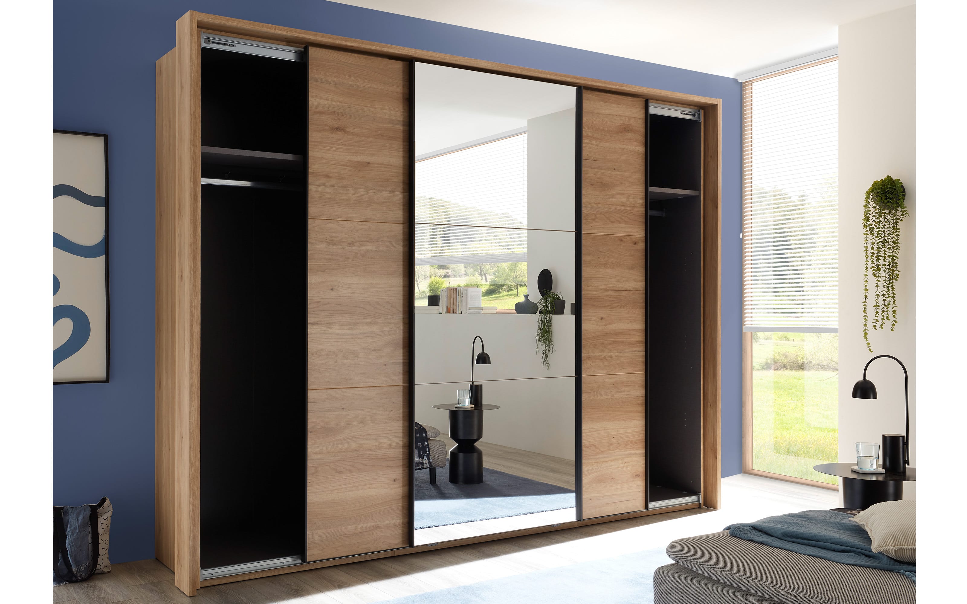 Schwebetürenschrank Bravo/Aschau, Eiche-Nachbildung, 270 x 210 cm