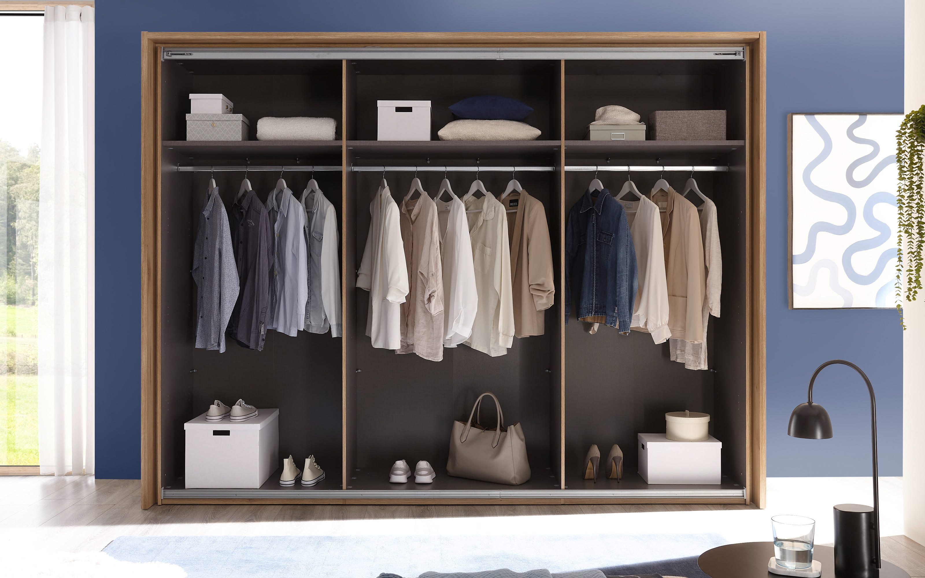 Schwebetürenschrank Bravo/Aschau, Eiche-Nachbildung, 270 x 210 cm