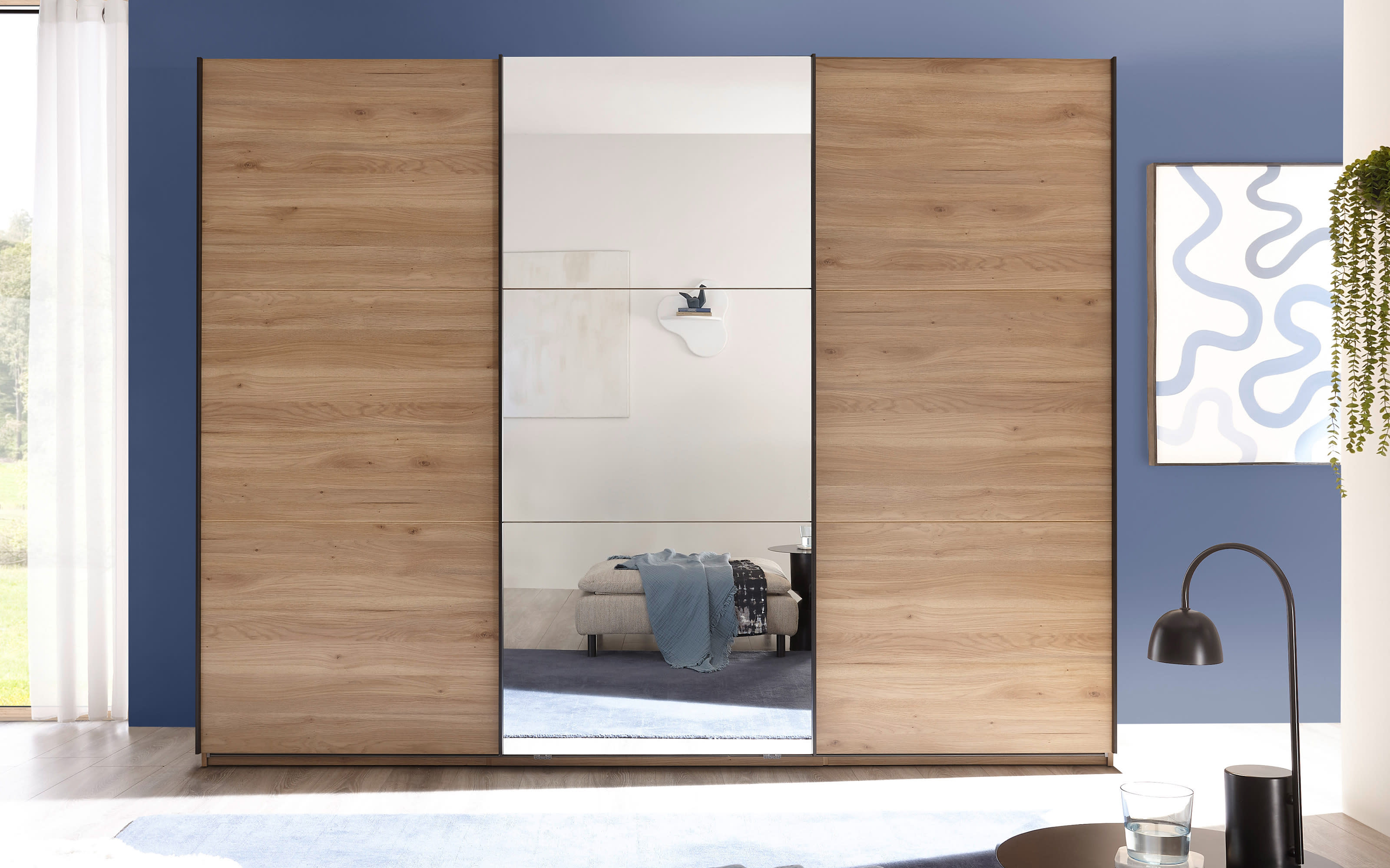 Schwebetürenschrank Bravo/Aschau, Eiche-Nachbildung, 270 x 210 cm