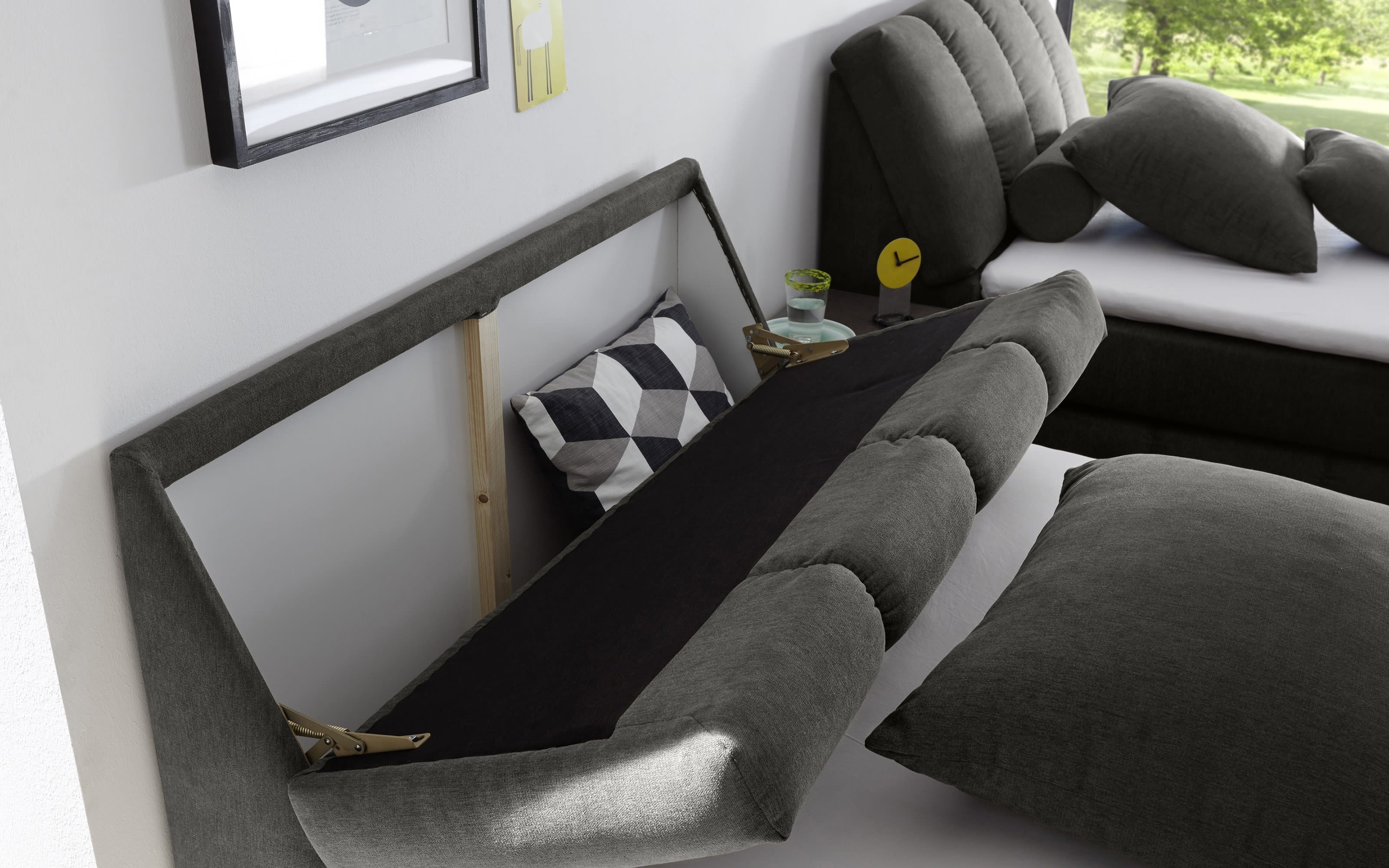 Boxspringbett Toledo 2, anthrazit, 120 x 200 cm