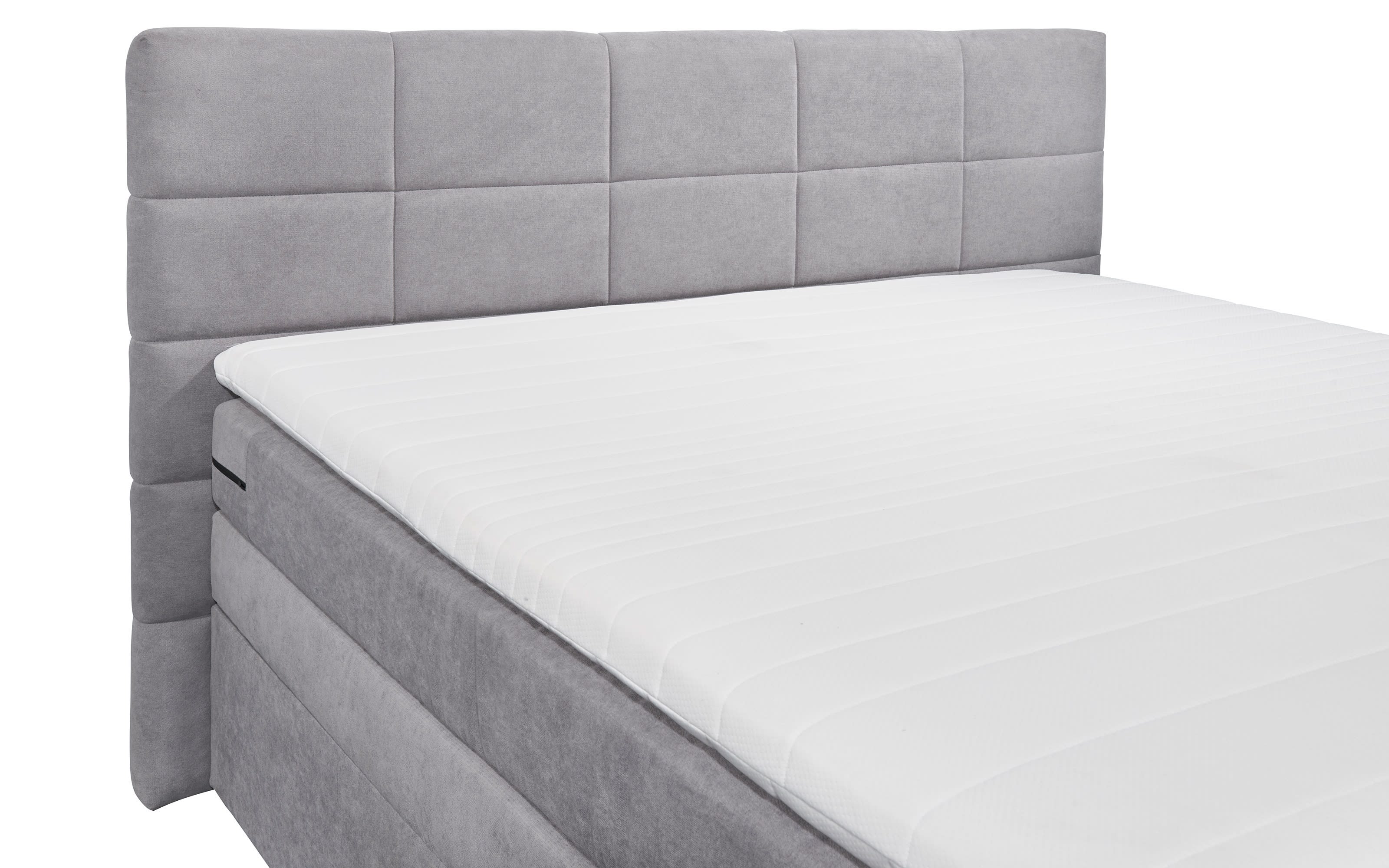 Boxspringbett Tacoma 3, Soro grau, 180 x 200 cm, inkl. Topper und Bettkasten