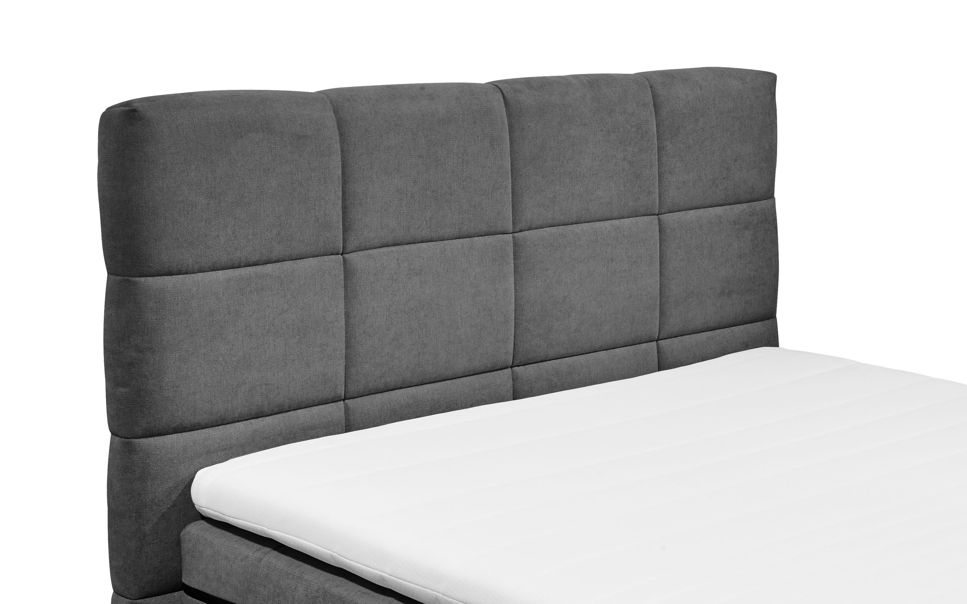 Boxspringbett Tacoma 3, Soro 97 anthrazit, 120 x 200 cm, inkl. Topper und Bettkasten