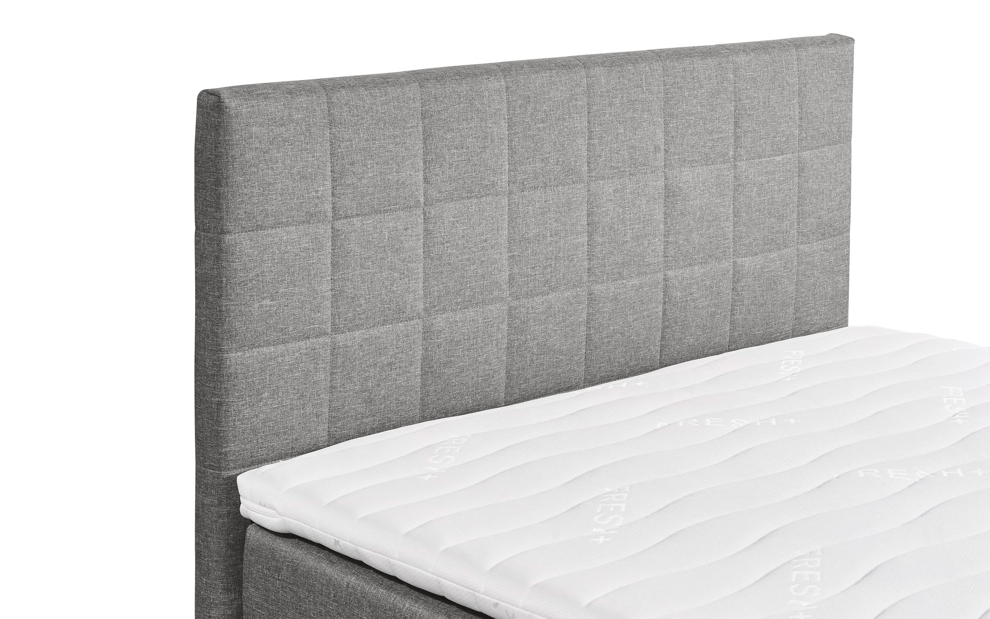 Boxspringbett Hawaii 2, light grey, 120 x 200 cm, inkl. Topper und Bettkasten