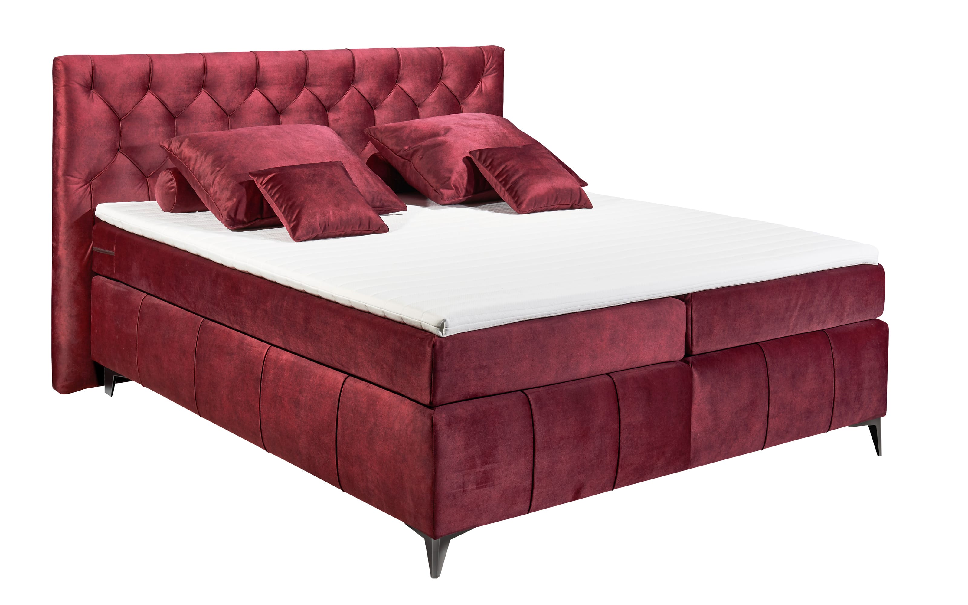 Boxspringbett Pembroke 8, burgund, 180 × 200 cm