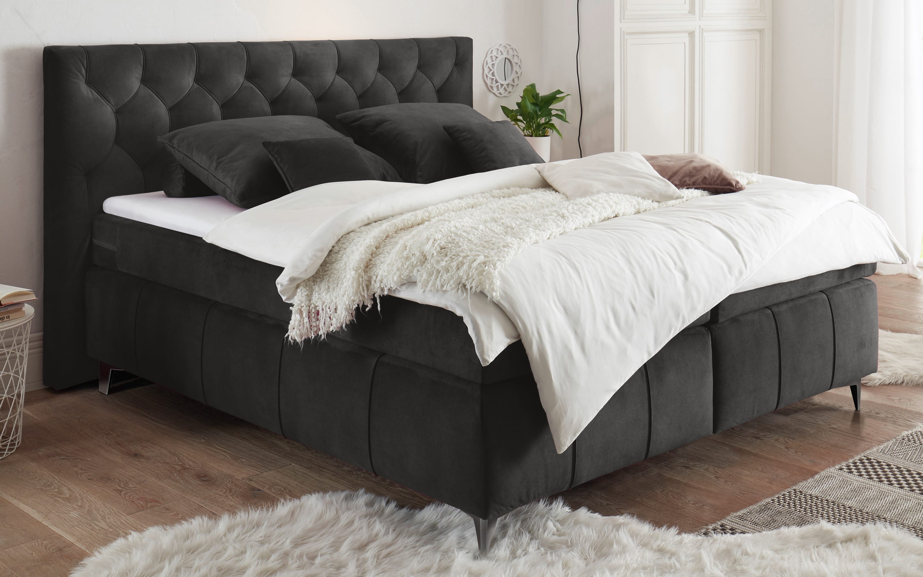 Boxspringbett Pembroke 8, espresso, 180 × 200 cm