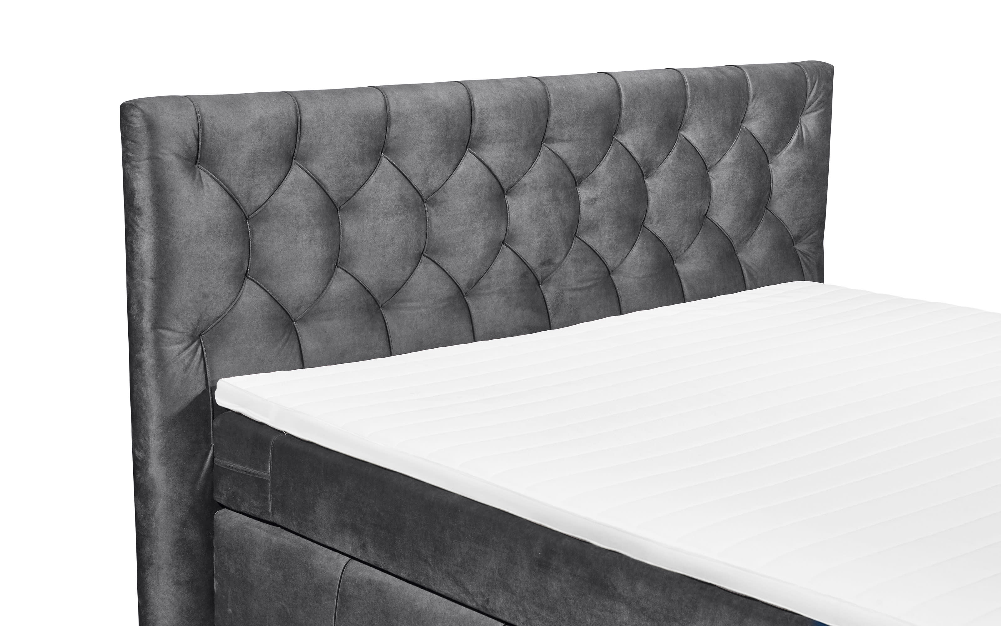 Boxspringbett Pembroke 8, anthrazit, 180 × 200 cm
