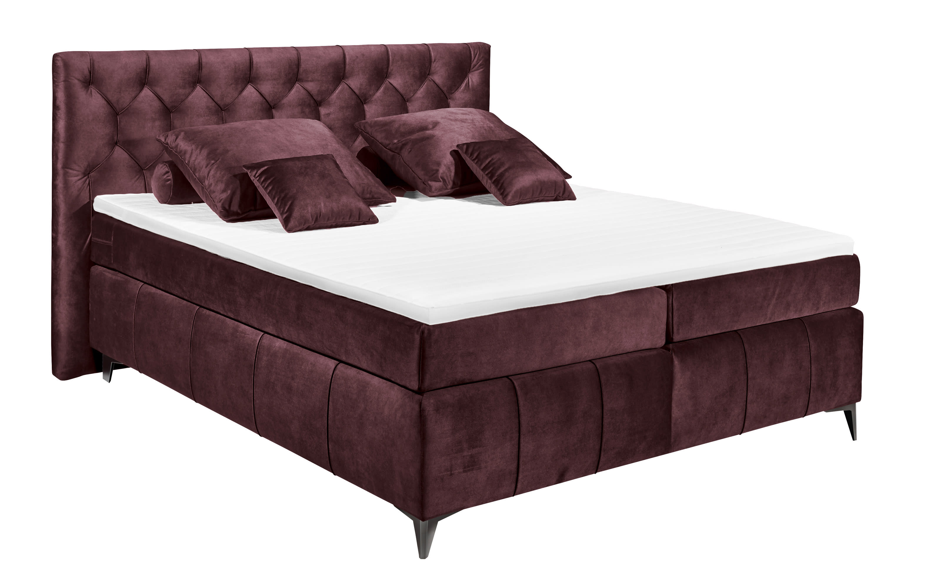 Boxspringbett Pembroke 8, aubergine, 180 × 200 cm