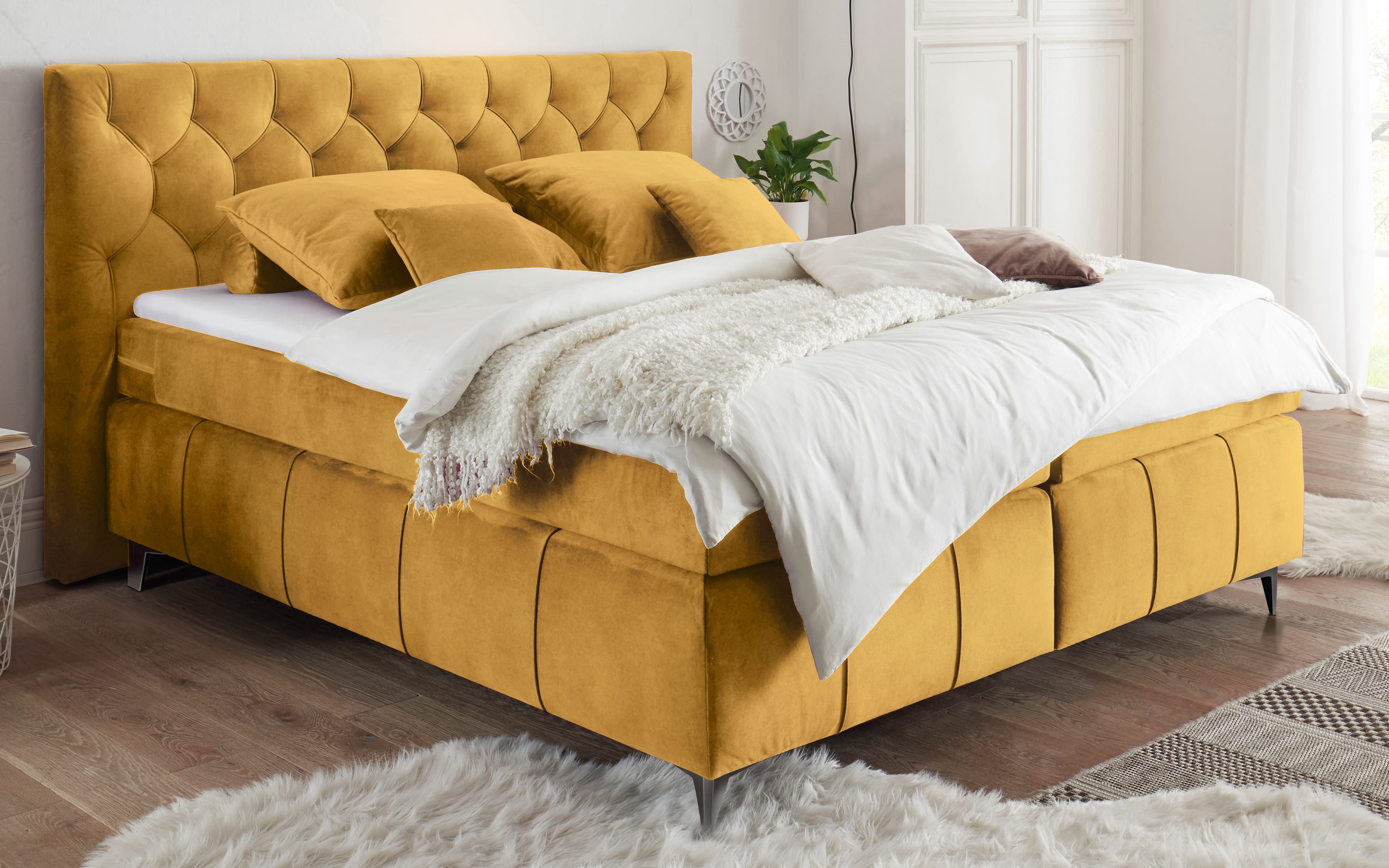 Boxspringbett Pembroke 8, okra, 180 × 200 cm