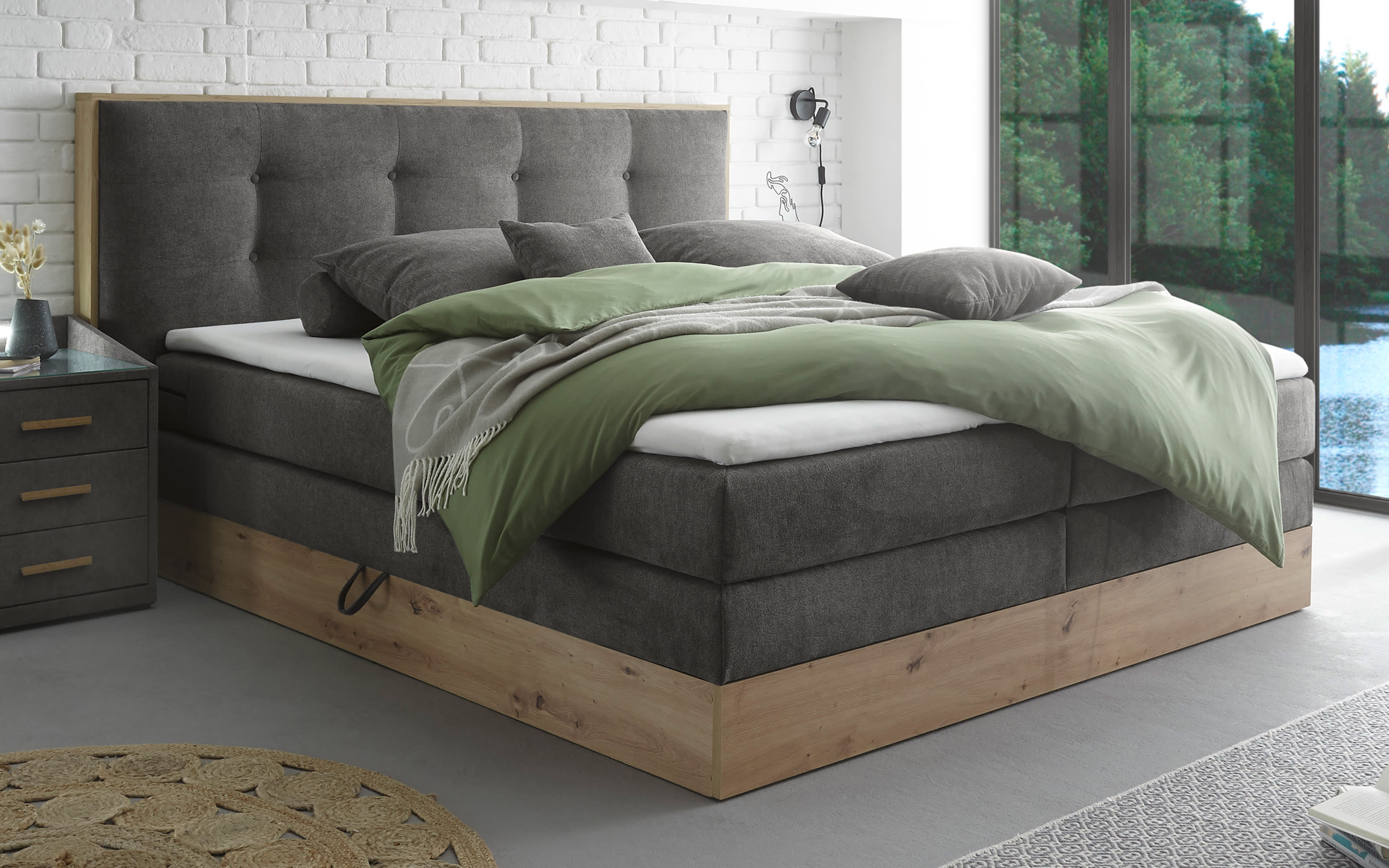 Boxspringbett Preston 6, stone, 180 x 200 cm