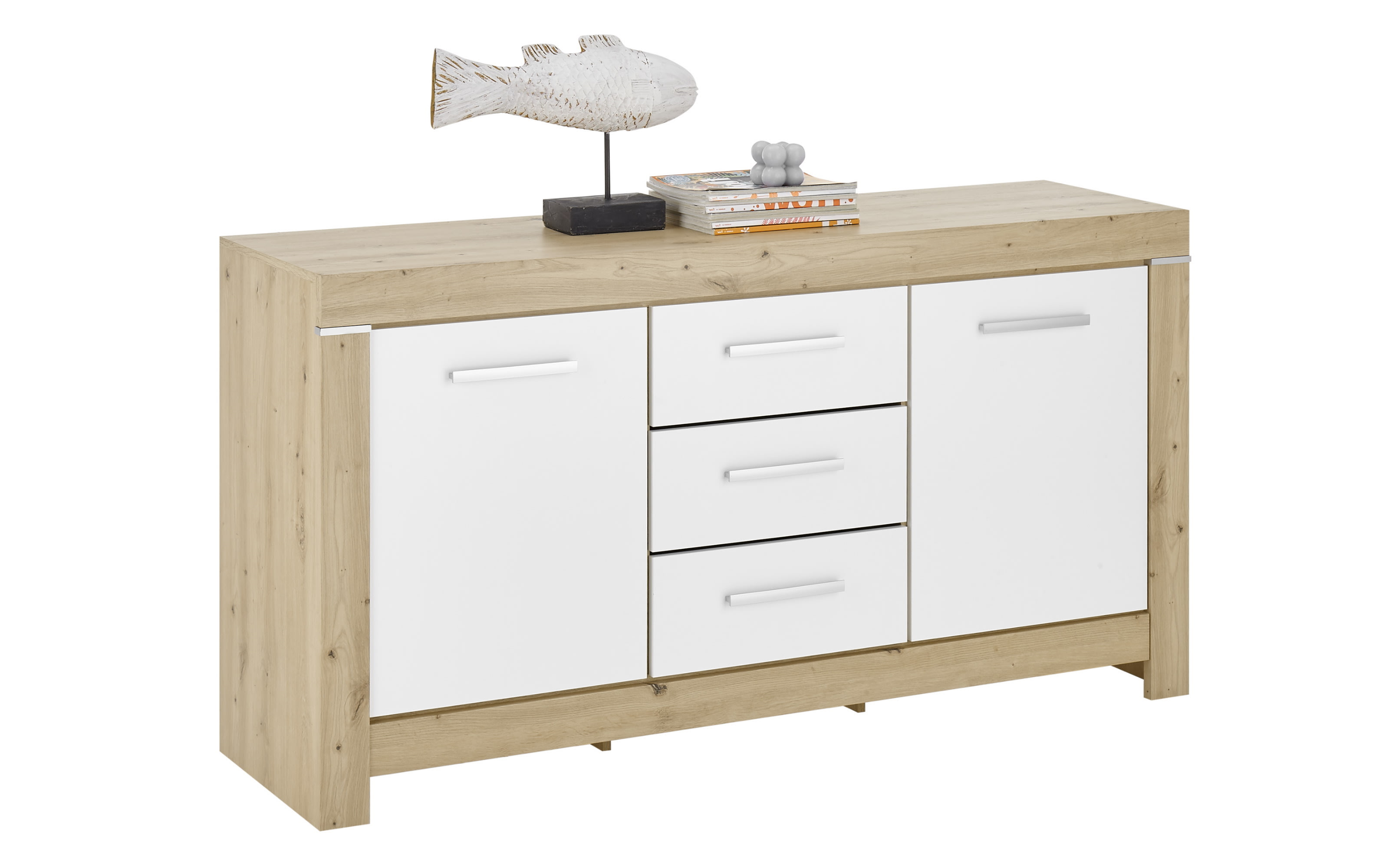 Sideboard Balin, weiß, Artisan Eiche Nachbildung