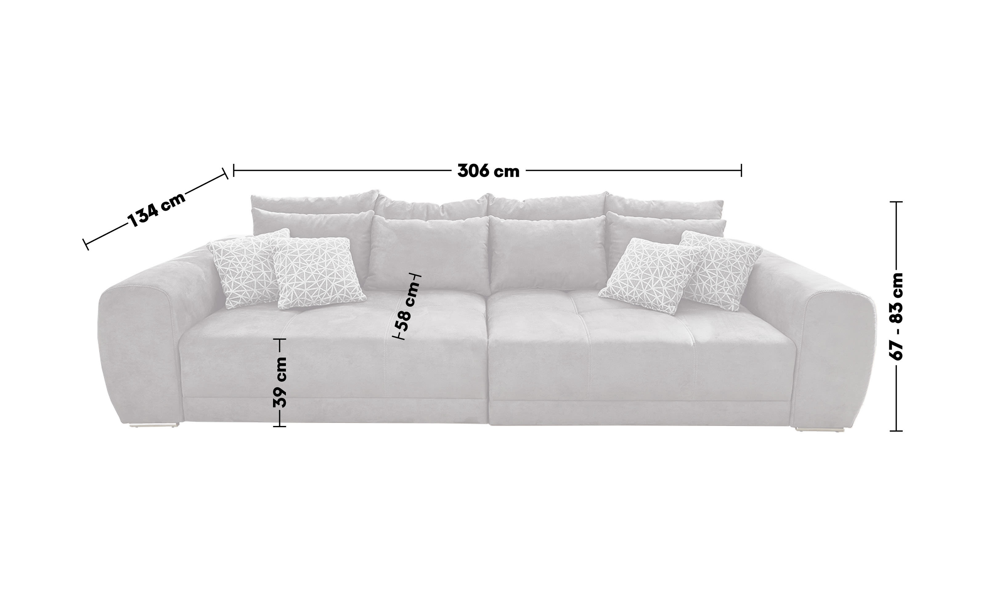 Big Sofa Moldau, grau, inkl. Kissen