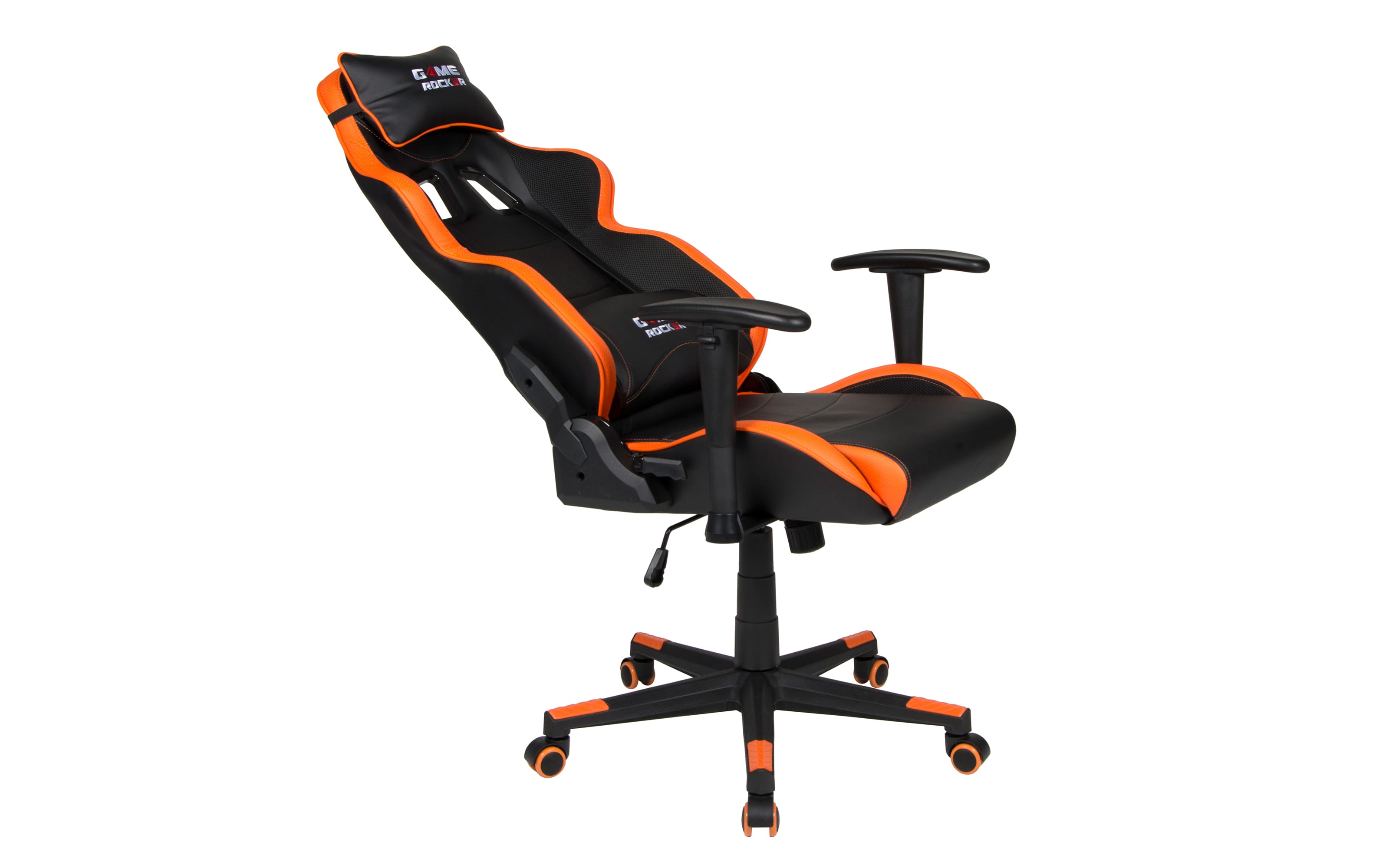 Gaming Stuhl G-10, Kunstleder schwarz, Nylonstoff orange