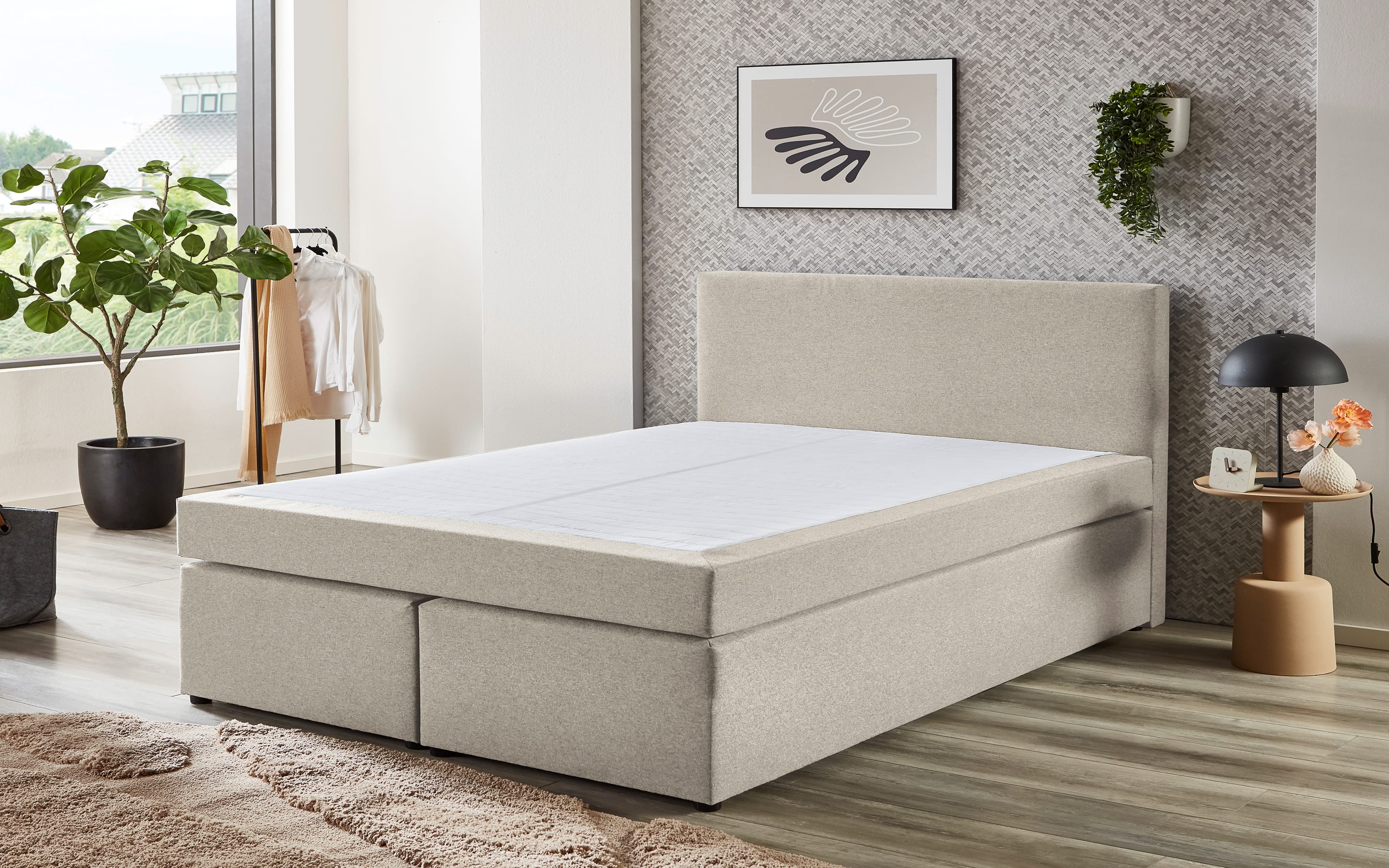 Boxspringbett Aspen, natur, 180 x 200 cm