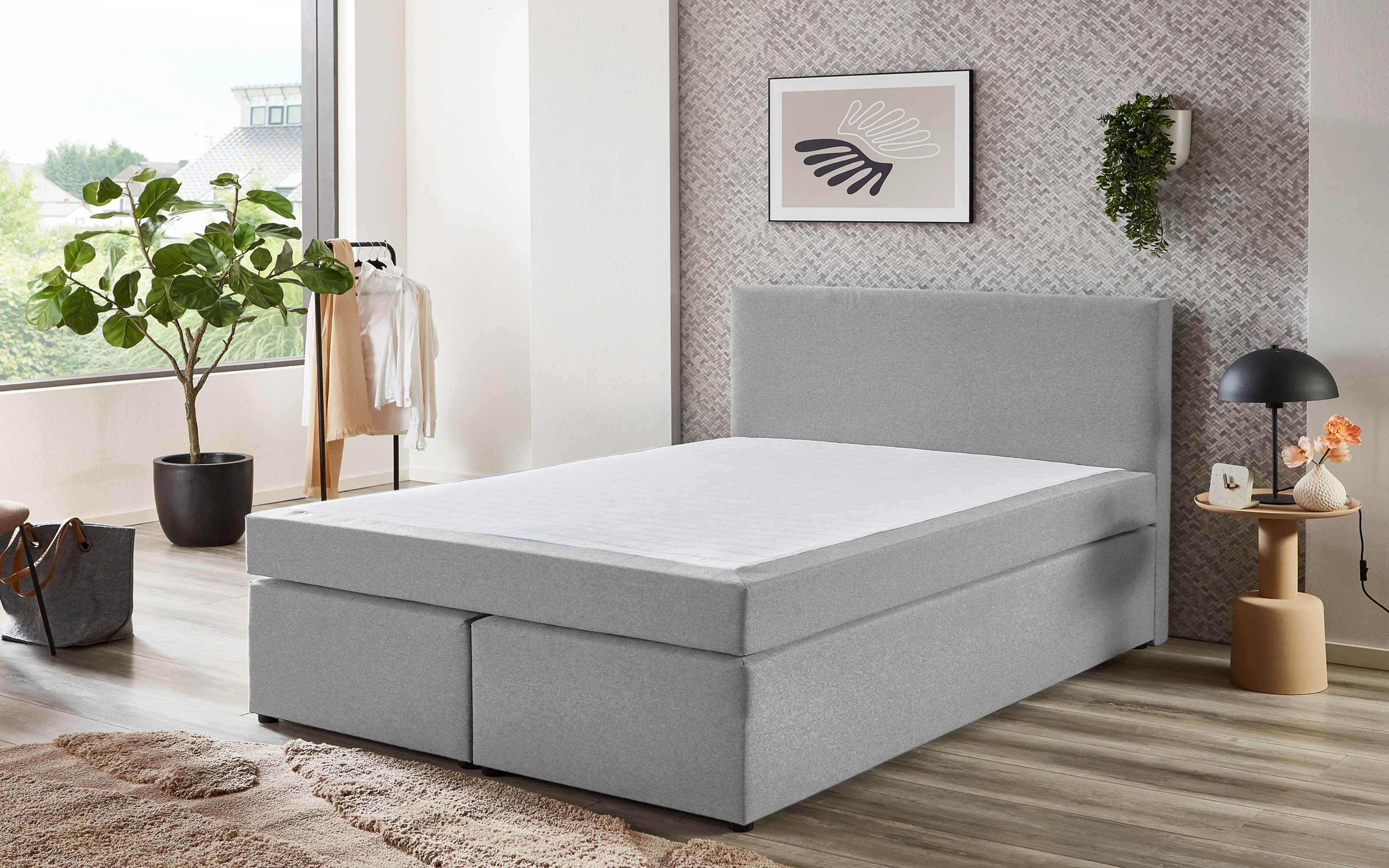 Boxspringbett Aspen, silber, 160 x 200 cm