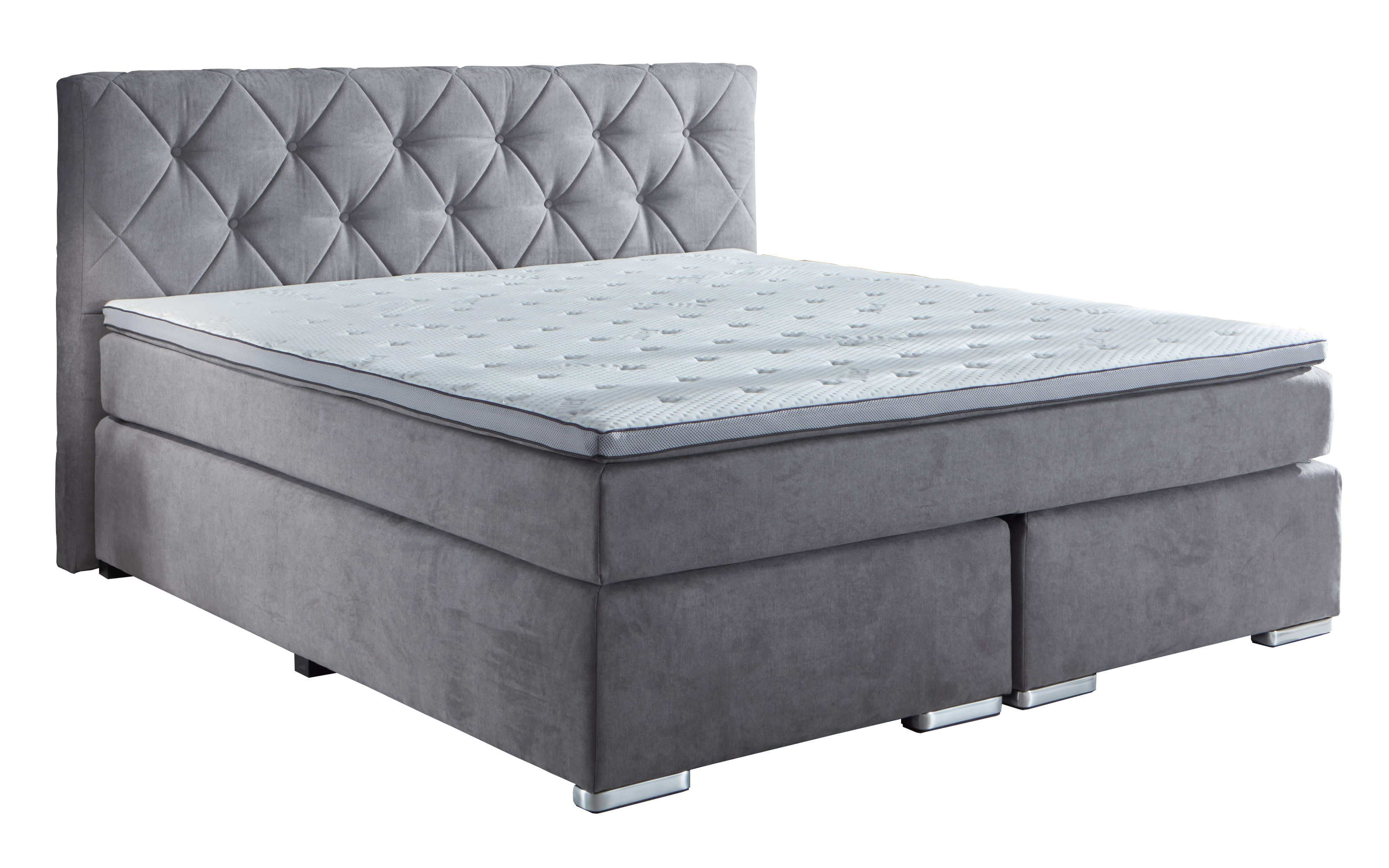 Boxspringbett BX2100 Baker, lichtgrau, 180 x 200 cm