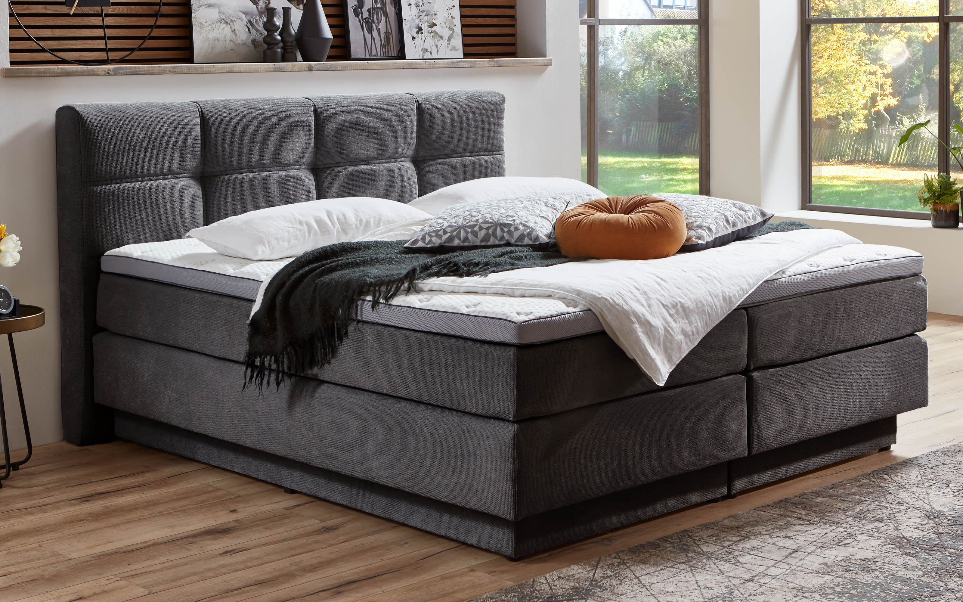 Boxspringbett Kingston, stone, 180 x 200 cm online bei Hardeck kaufen