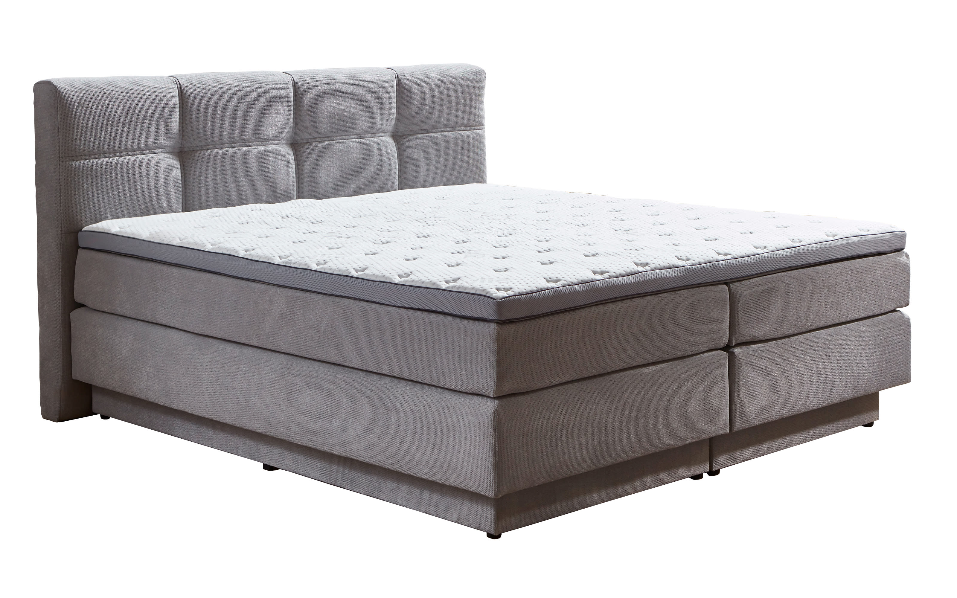 Boxspringbett BX2110 Portage, silber, 180 x 200 cm, Wendematratze Härtegrad 3 und 4