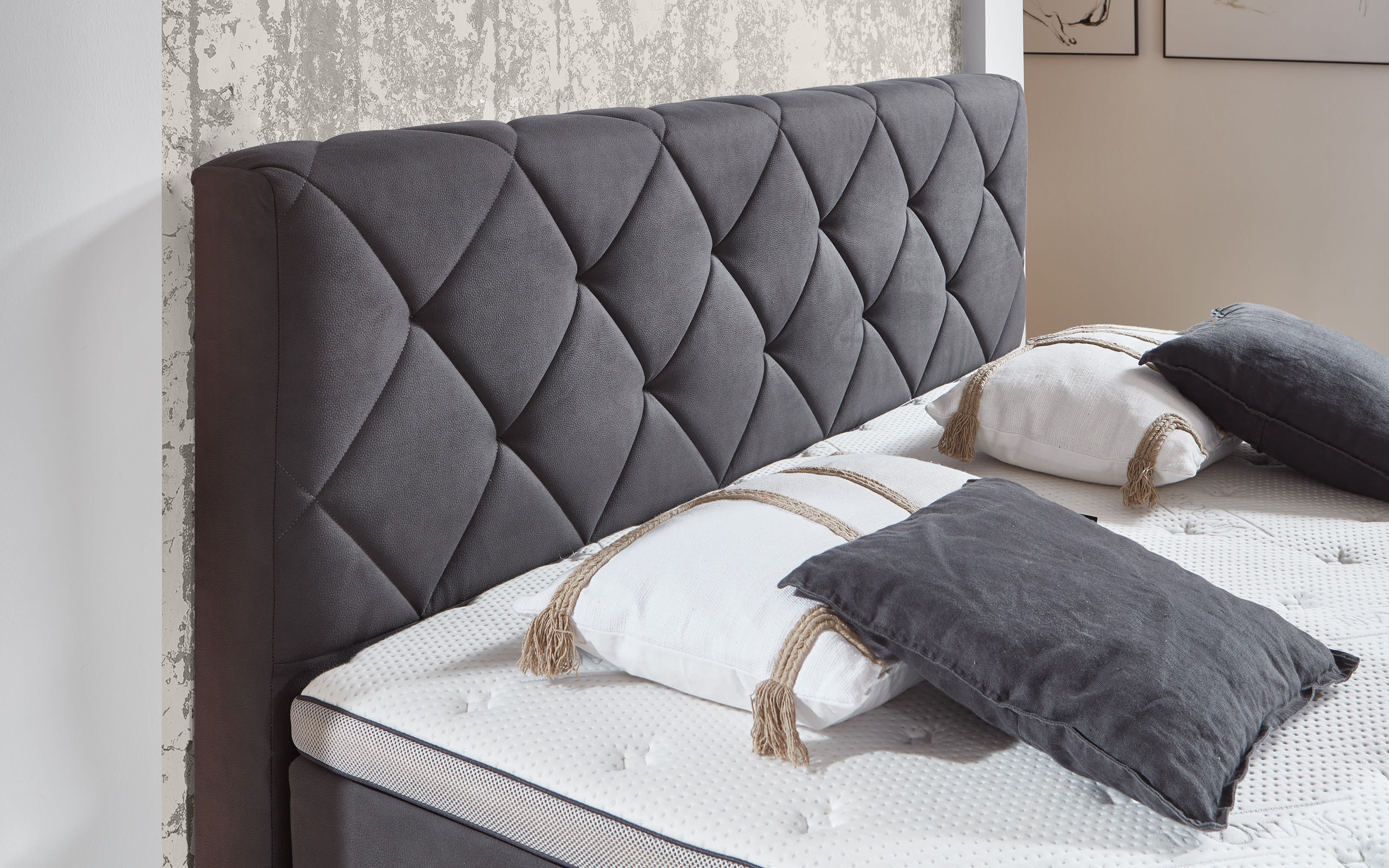 Boxspringbett BX2180 Rockaway, anthrazit, 180 x 200 cm
