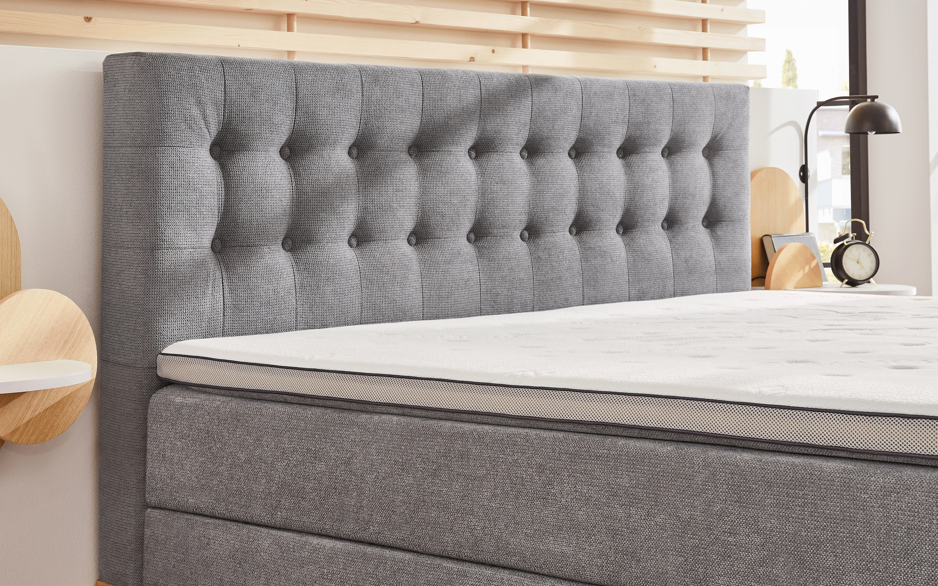 Boxspringbett BX2290 Westwood, grau, 180 x 200 cm