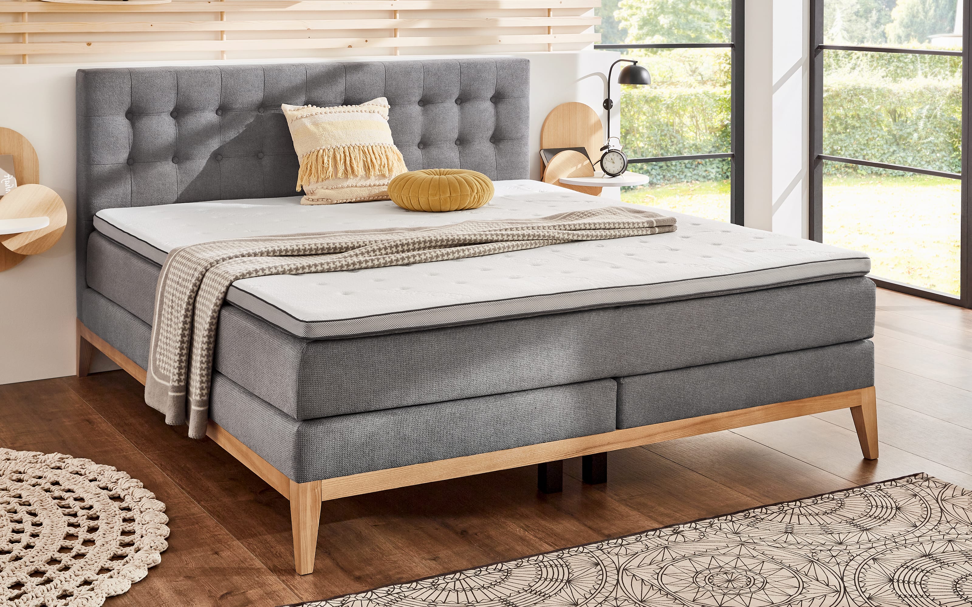 Boxspringbett BX2290 Westwood, grau, 180 x 200 cm