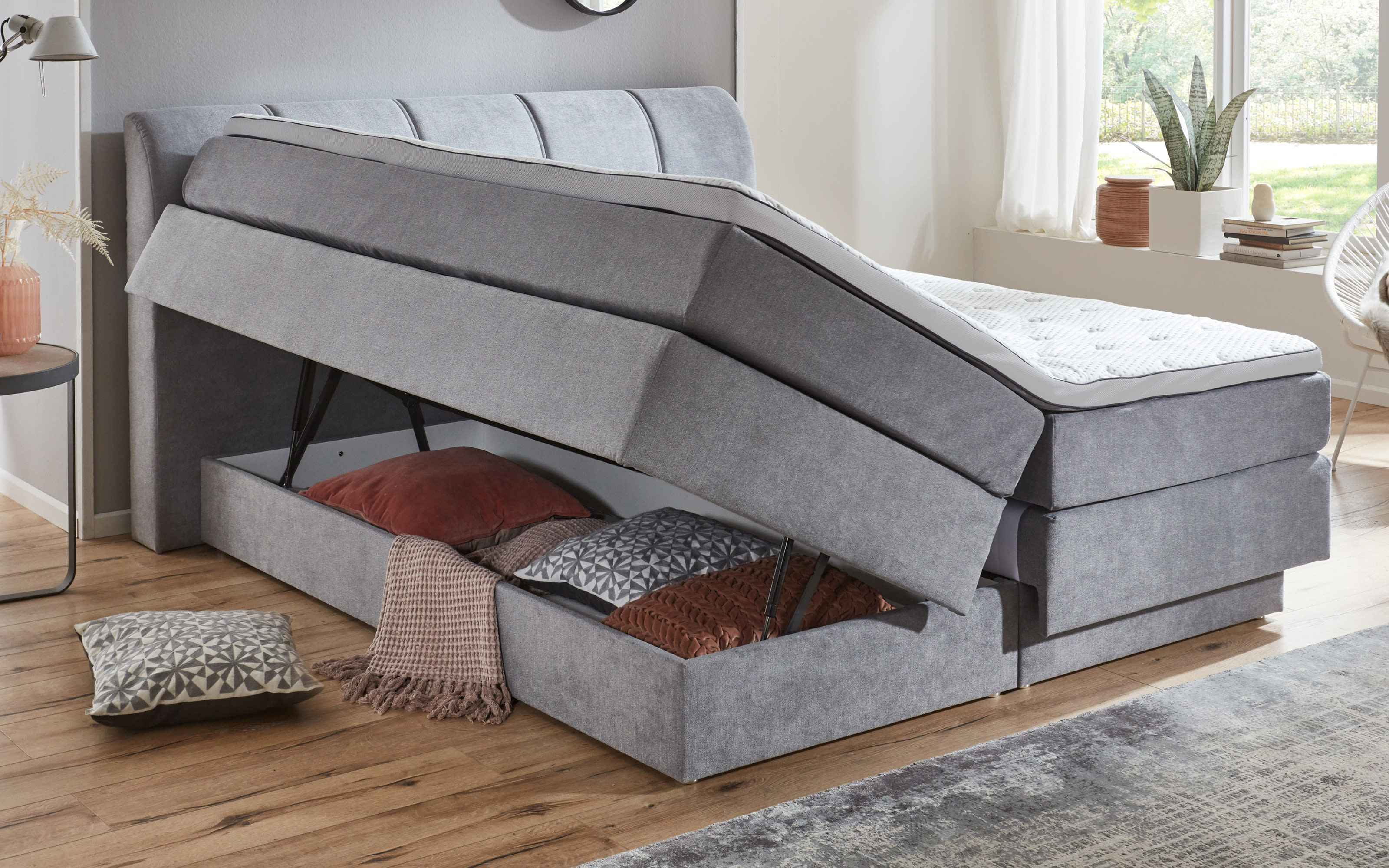 Boxspringbett BX2240 Ottawa, grau, 180 x 200 cm