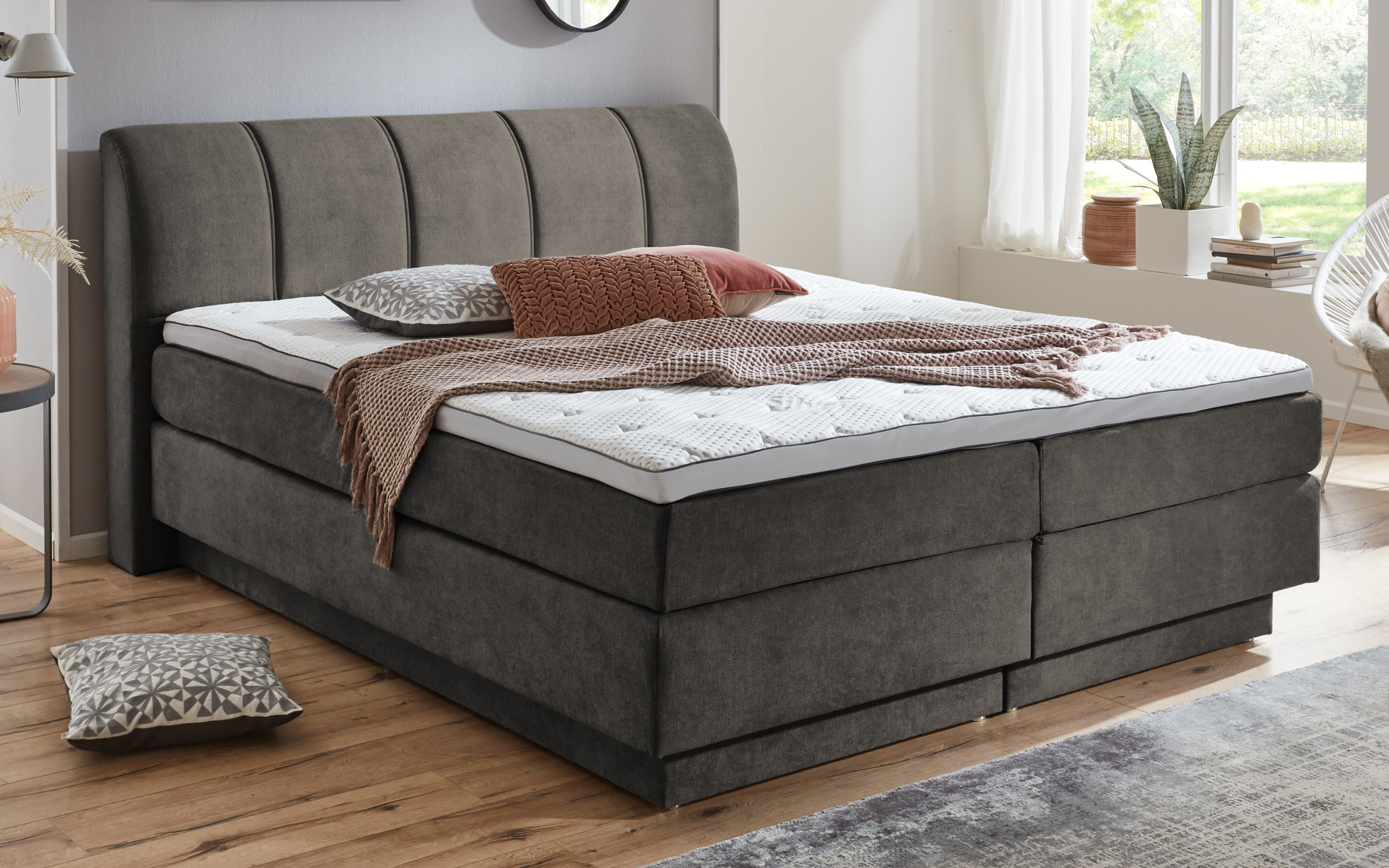 Boxspringbett BX2240 Ottawa, taupe, 180 x 200 cm