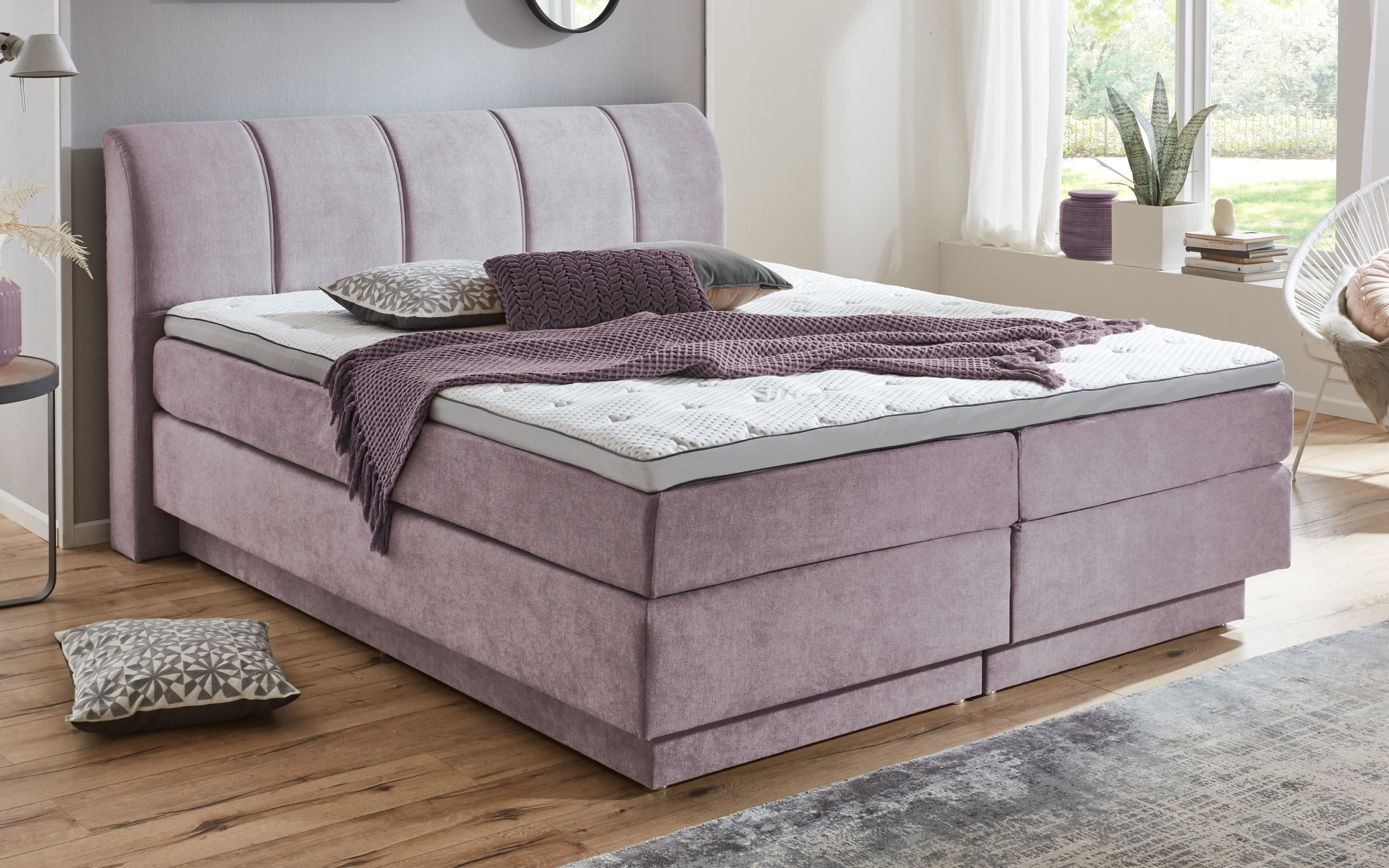 Boxspringbett BX2240 Ottawa, altrosa, 180 x 200 cm