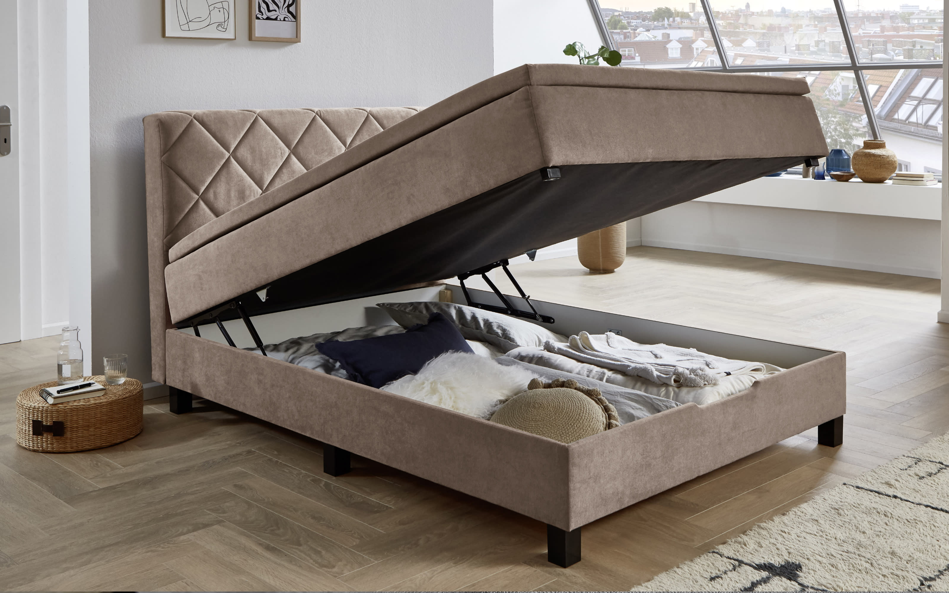 Boxspringbett BX2280 Jeff, stone, 120 x 200 cm