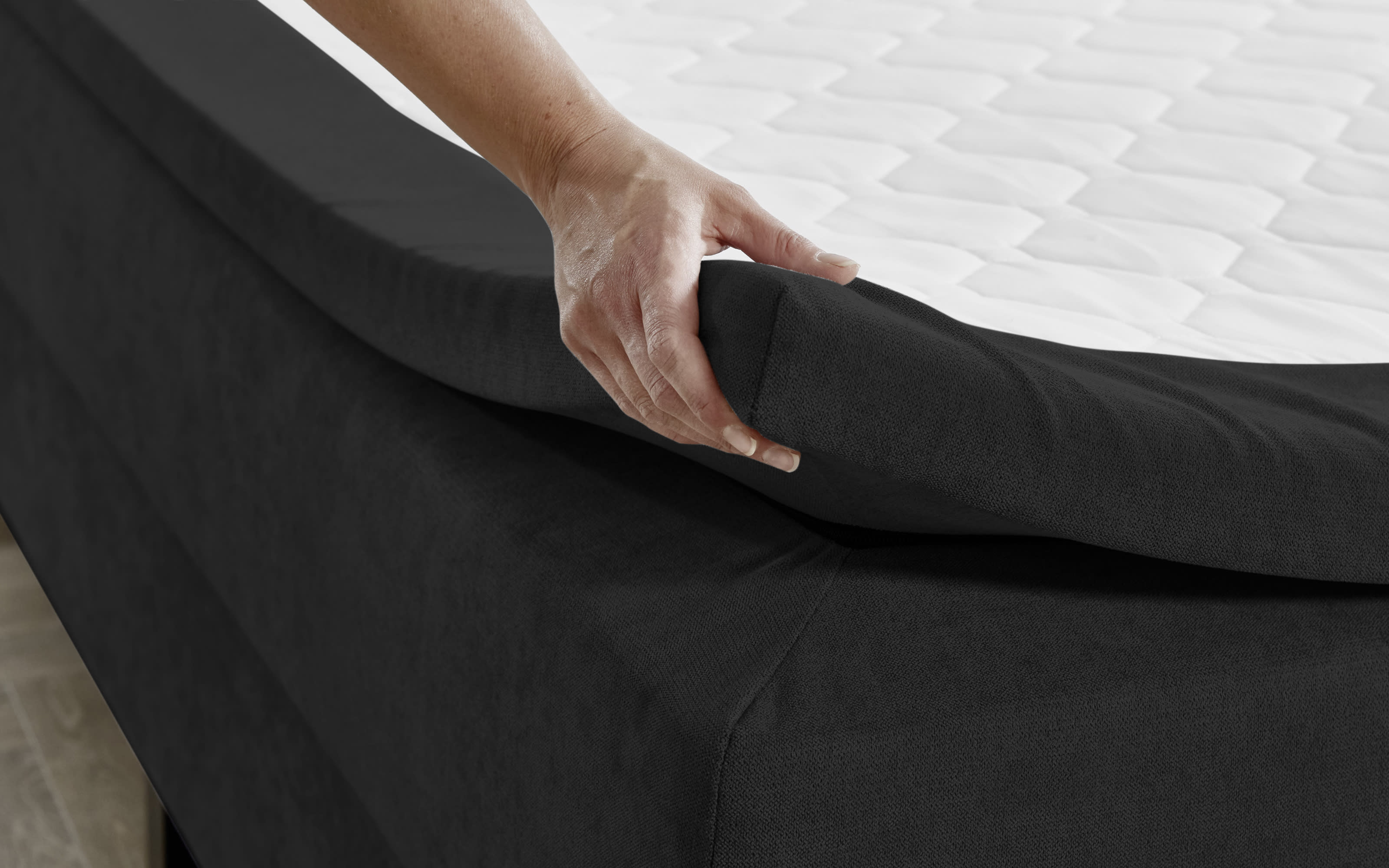 Boxspringbett BX2280 Jeff, schwarz, 120 x 200 cm