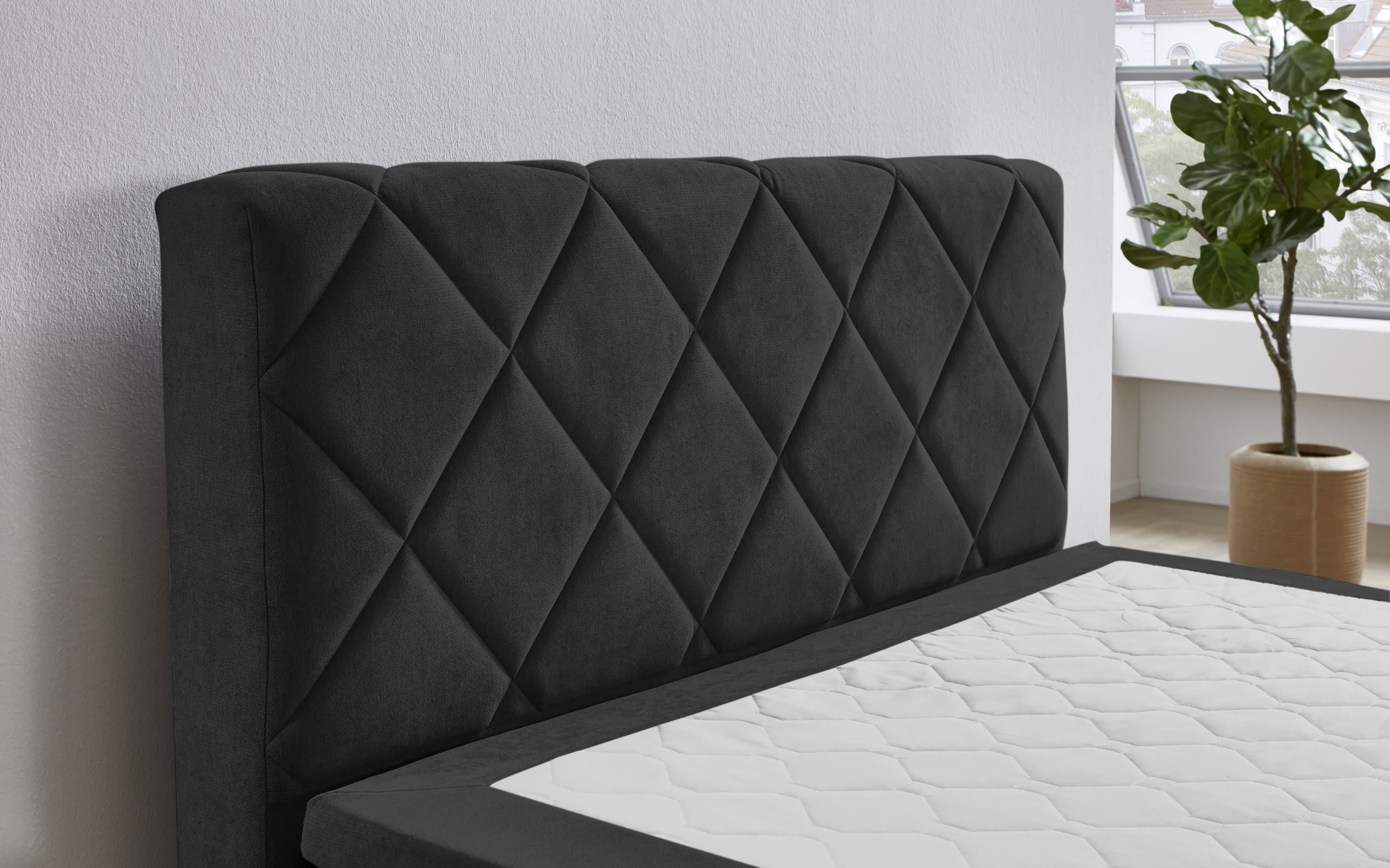 Boxspringbett BX2280 Jeff, schwarz, 140 x 200 cm