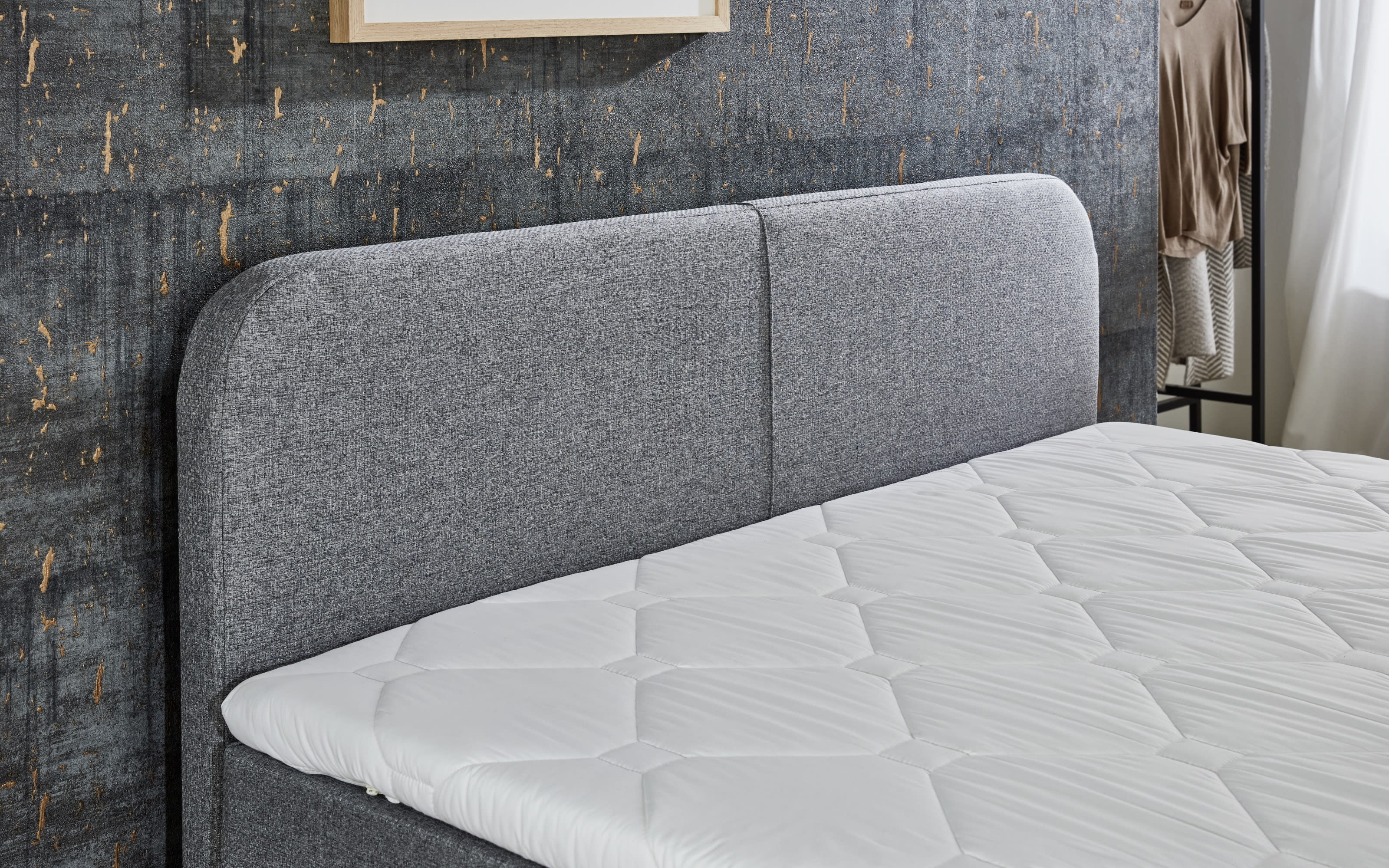 Boxspringbett BX2410 Joliet, grau, 140 x 200 cm