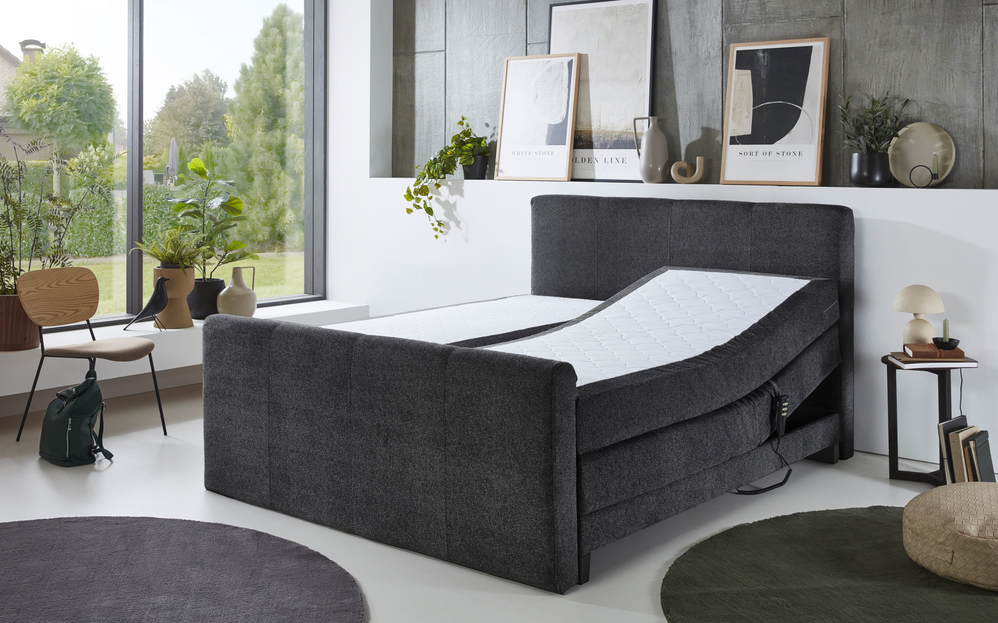 Motor-Boxspringbett BX2440 Lockport, anthrazit, 180 x 200 cm