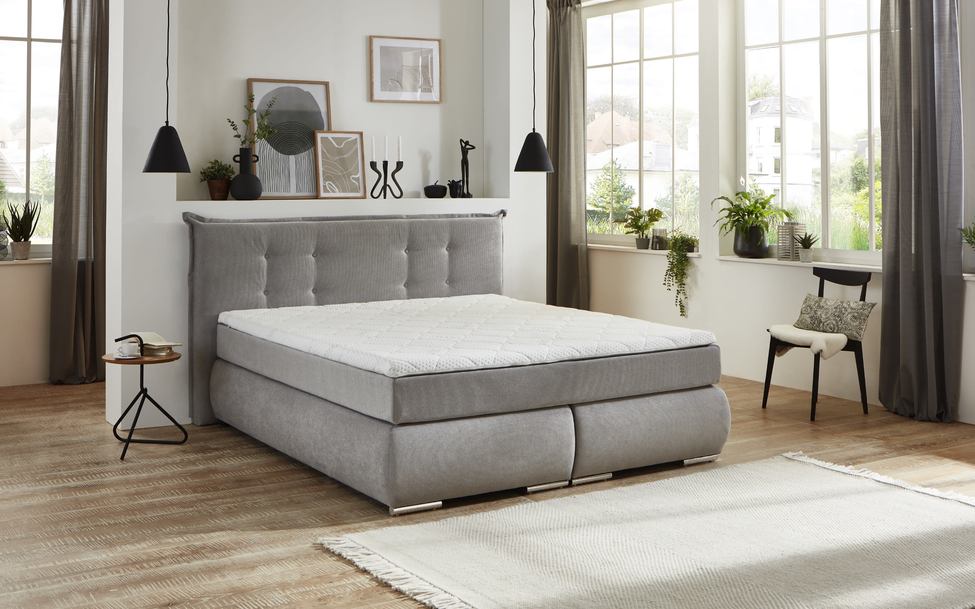 Boxspringbett BX2310 Ray, silber, 180 x 200 cm