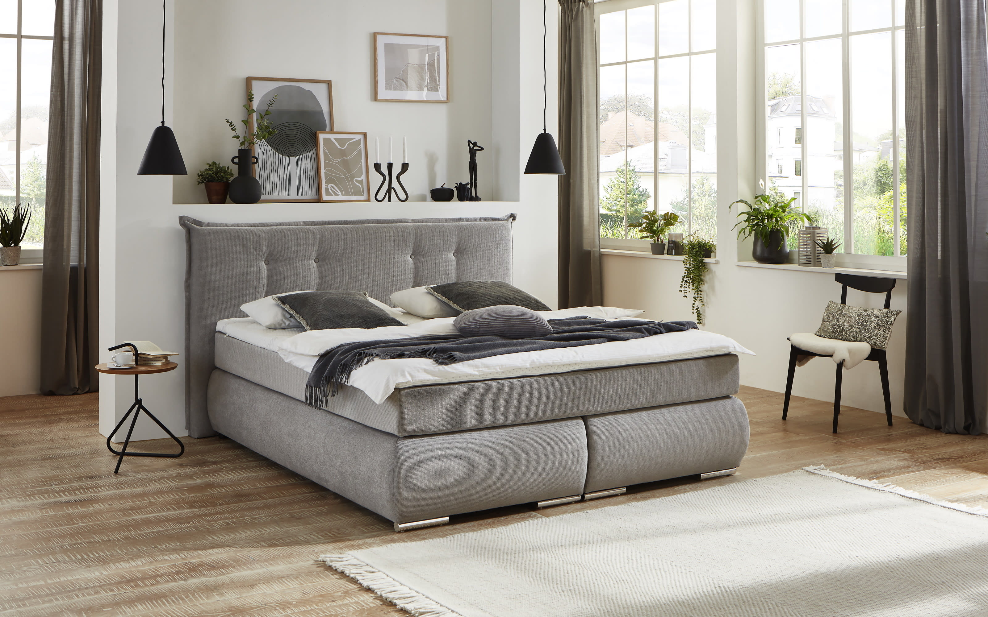 Boxspringbett BX2310 Ray, silber, 180 x 200 cm