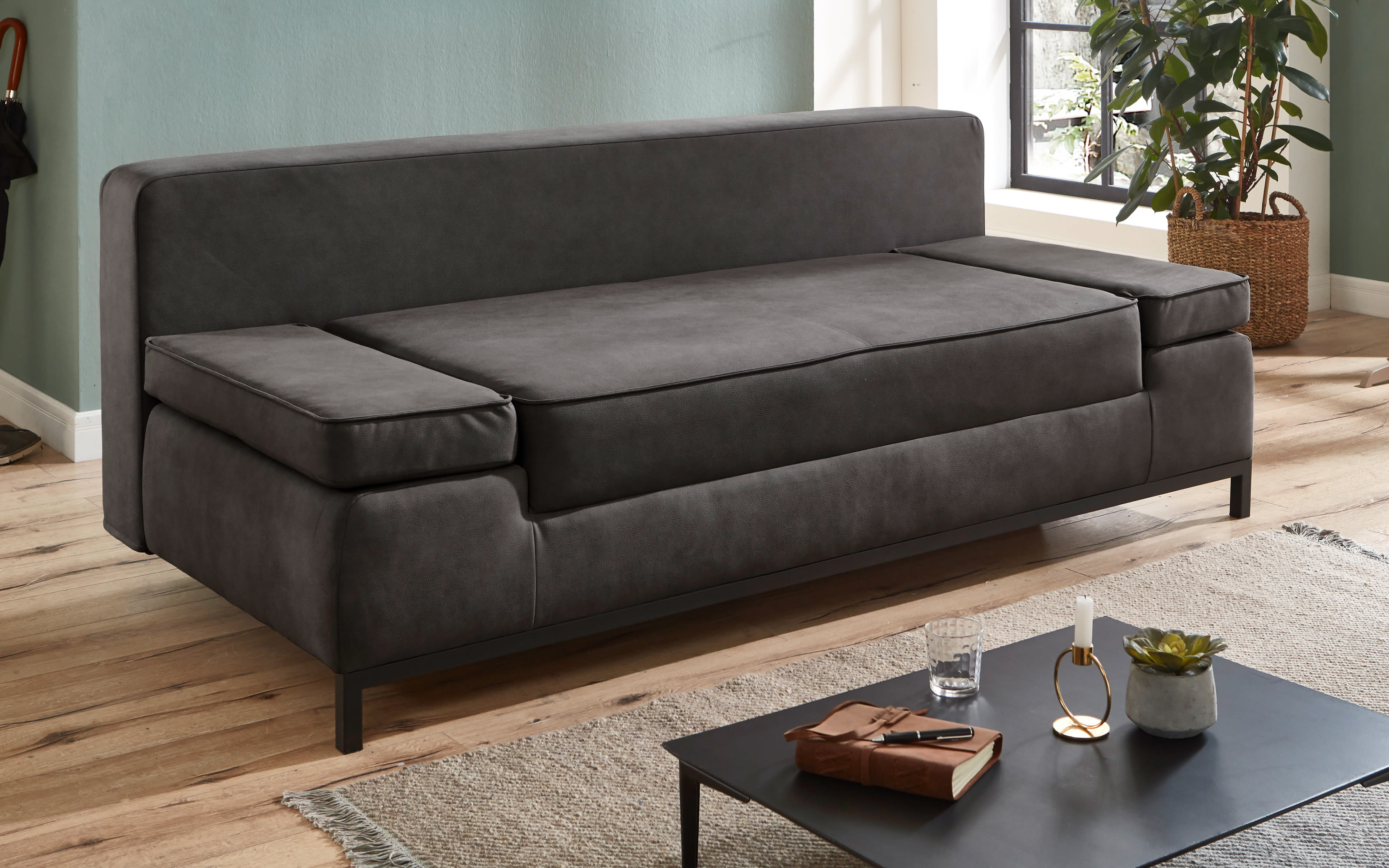 Schlafsofa SSO150 Jarny, anthrazit, 145 x 202 cm