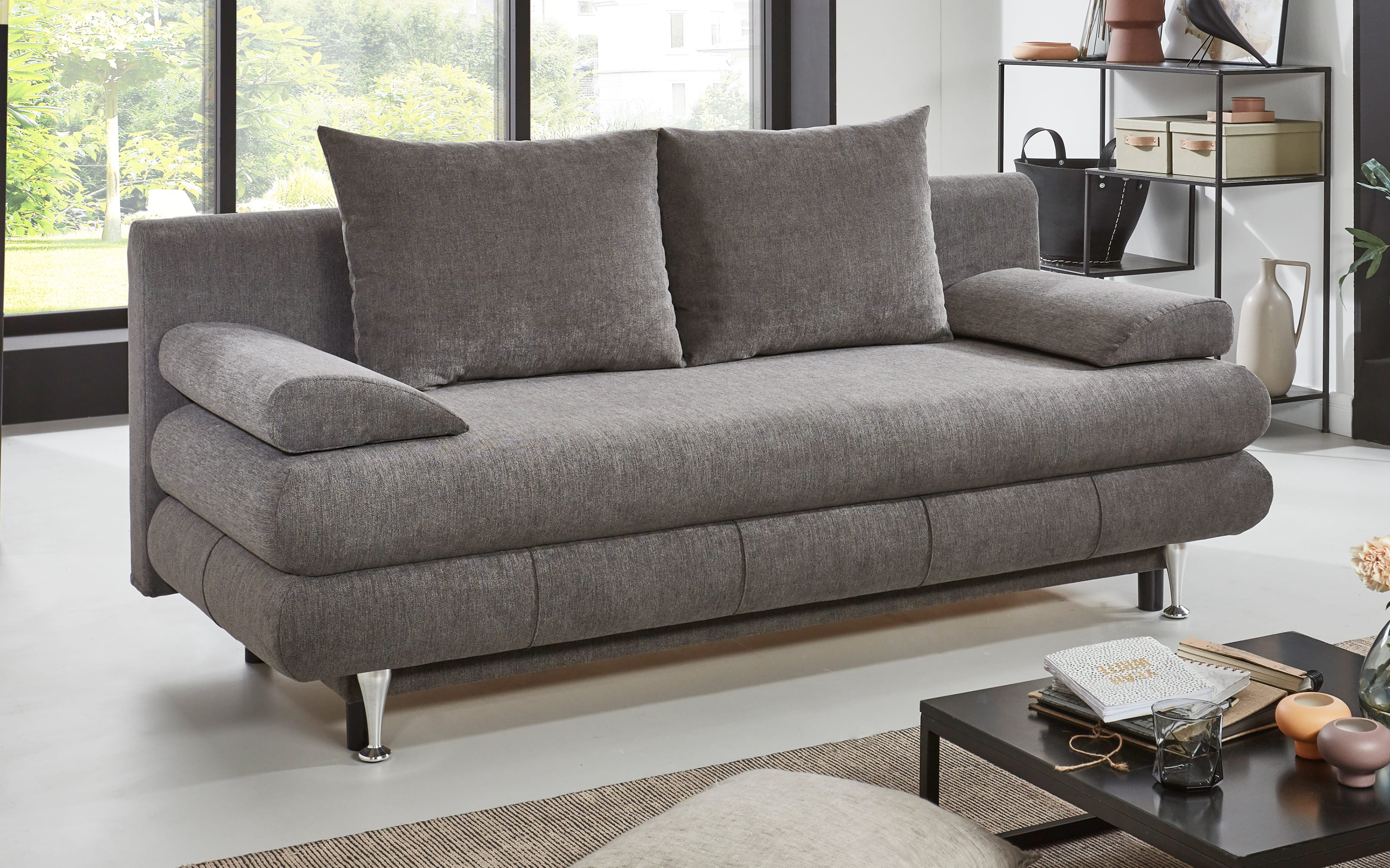 Schlafsofa SO140 Benfeld, taupe, 140 x 188 cm