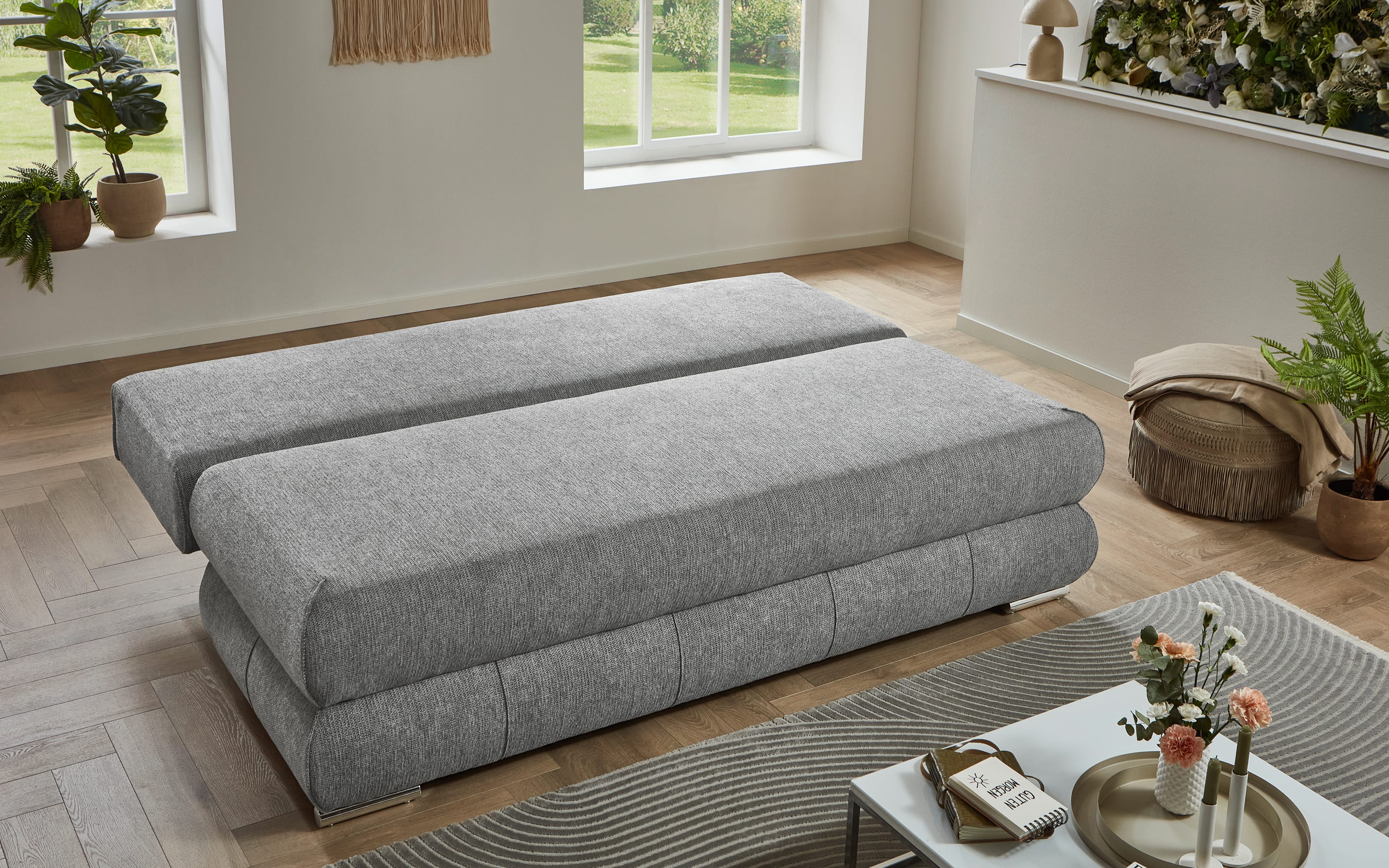 Schlafsofa Borna, silber, inkl. Kissen