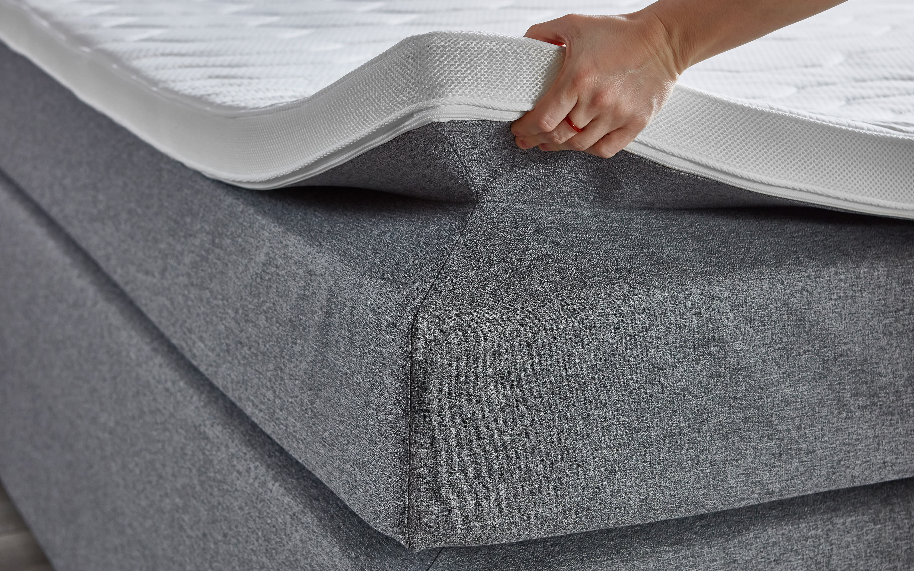 Boxspringbett Krems, silber, 140 x 200 cm, inkl. Bettkasten