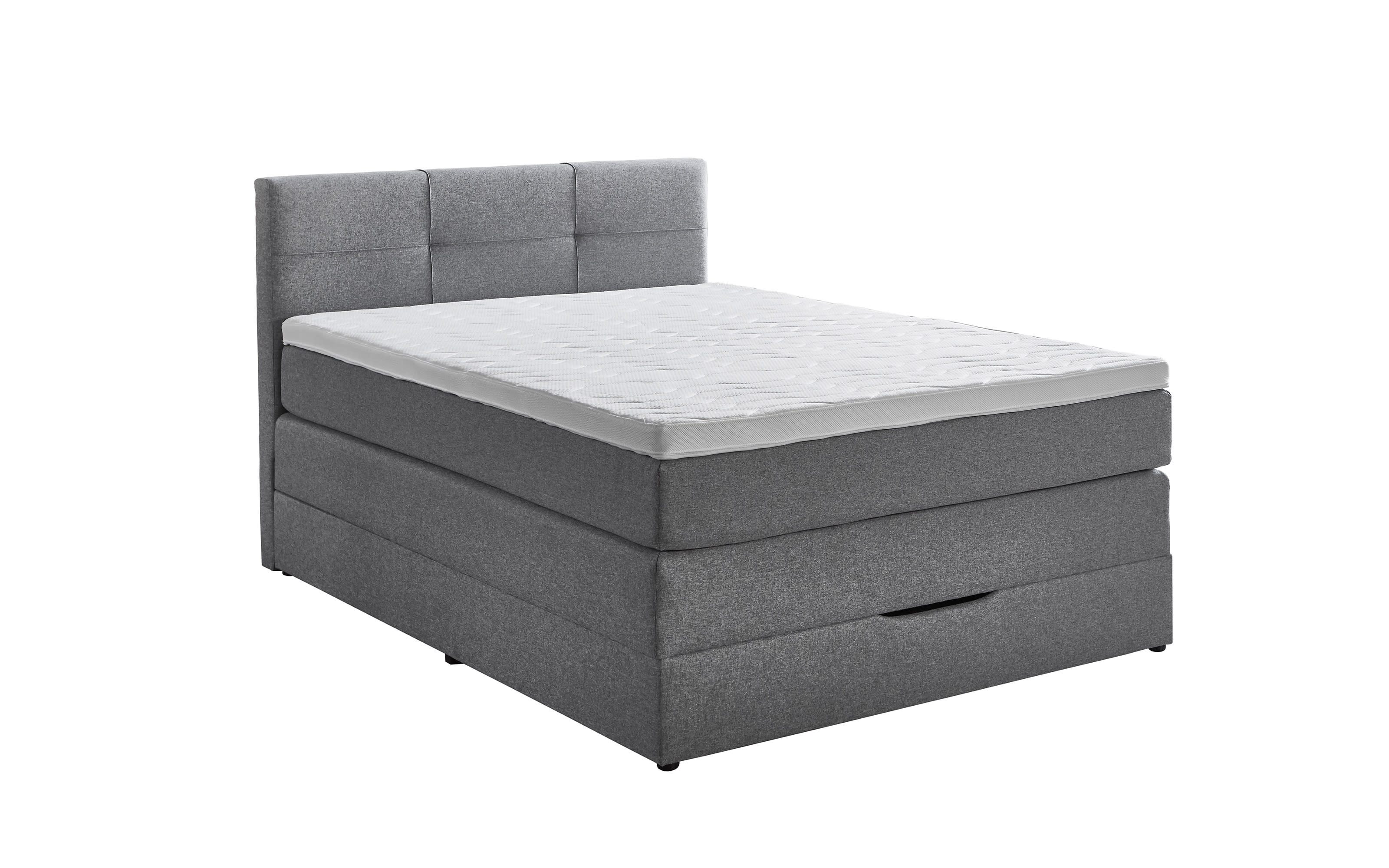 Boxspringbett Krems, silber, 140 x 200 cm, inkl. Bettkasten