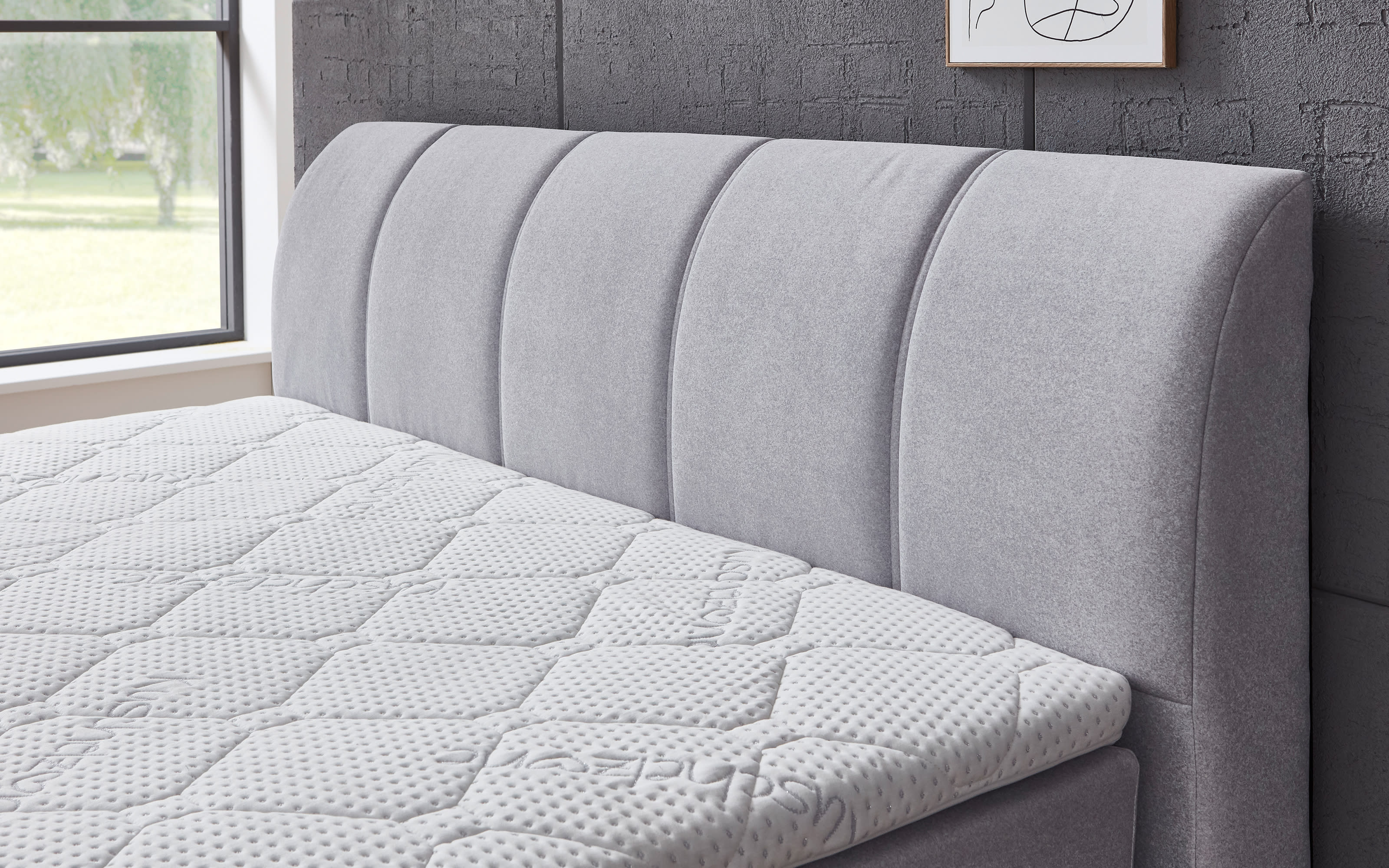 Boxspringbett Graz, silber, 180 x 200 cm, inkl. Topper