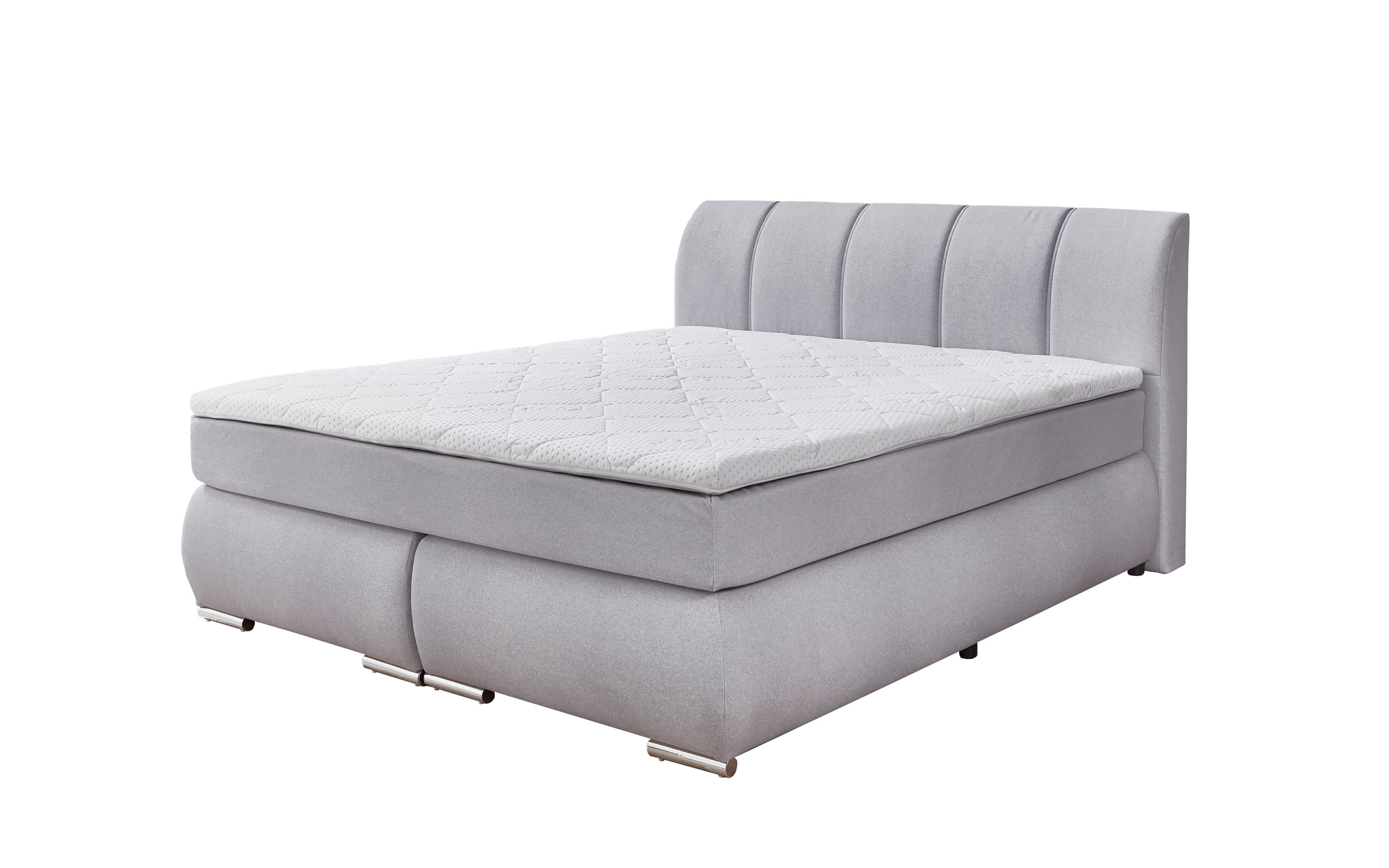 Boxspringbett Graz, silber, 180 x 200 cm, inkl. Topper