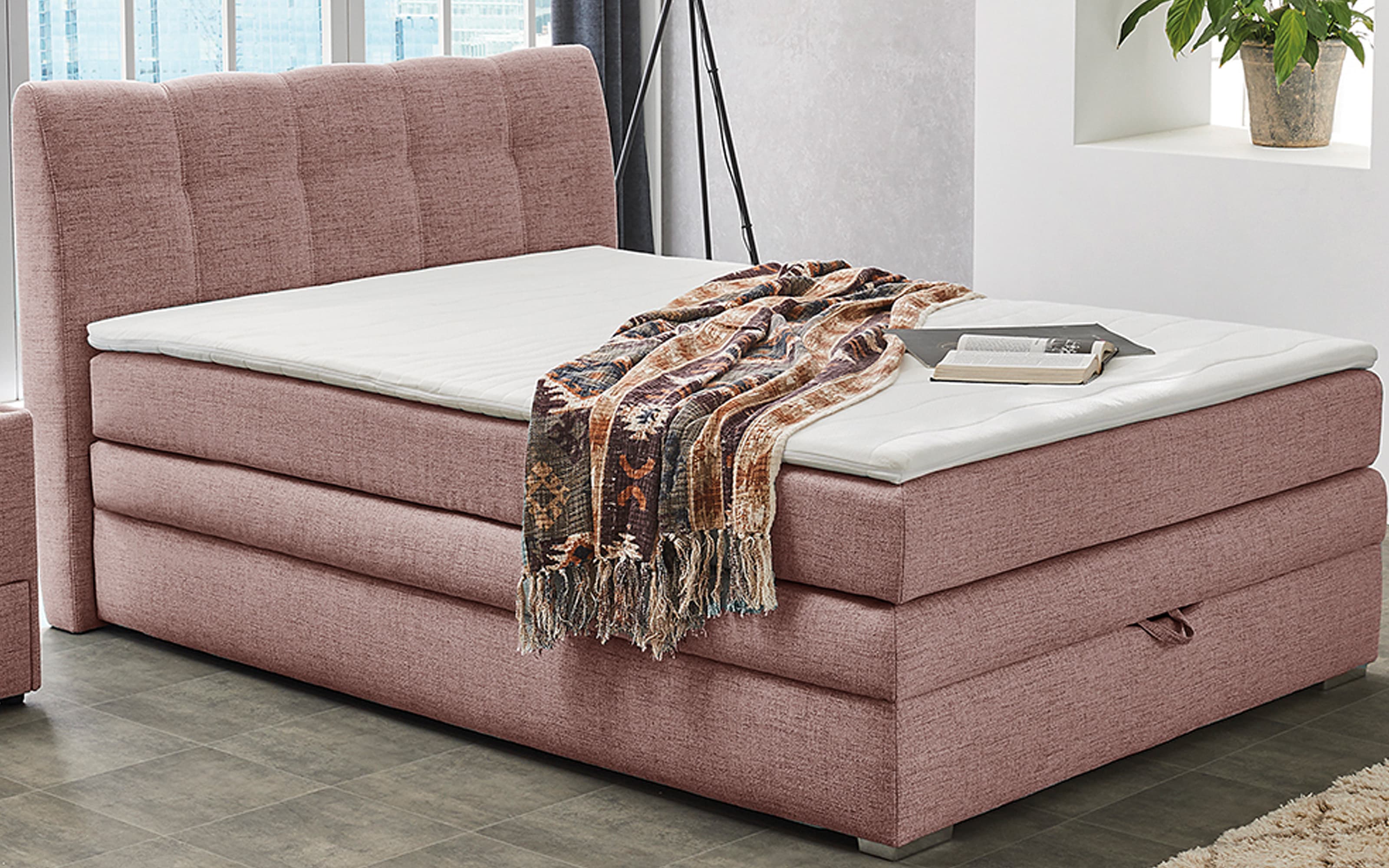 Boxspringbett Amelie, rose, 140 x 200 cm