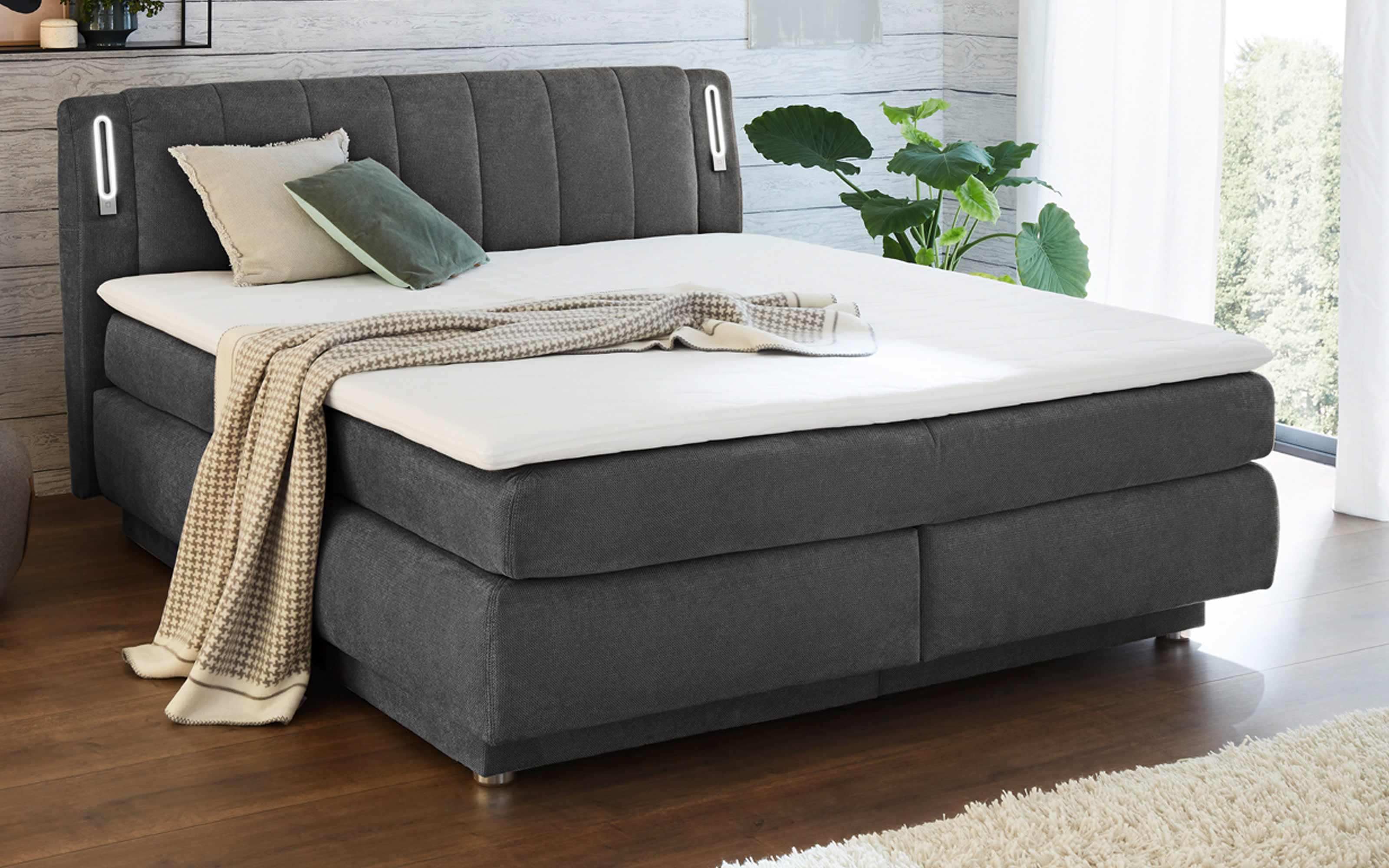 Boxspringbett Lotta Mix, grau, 180 x 200 cm