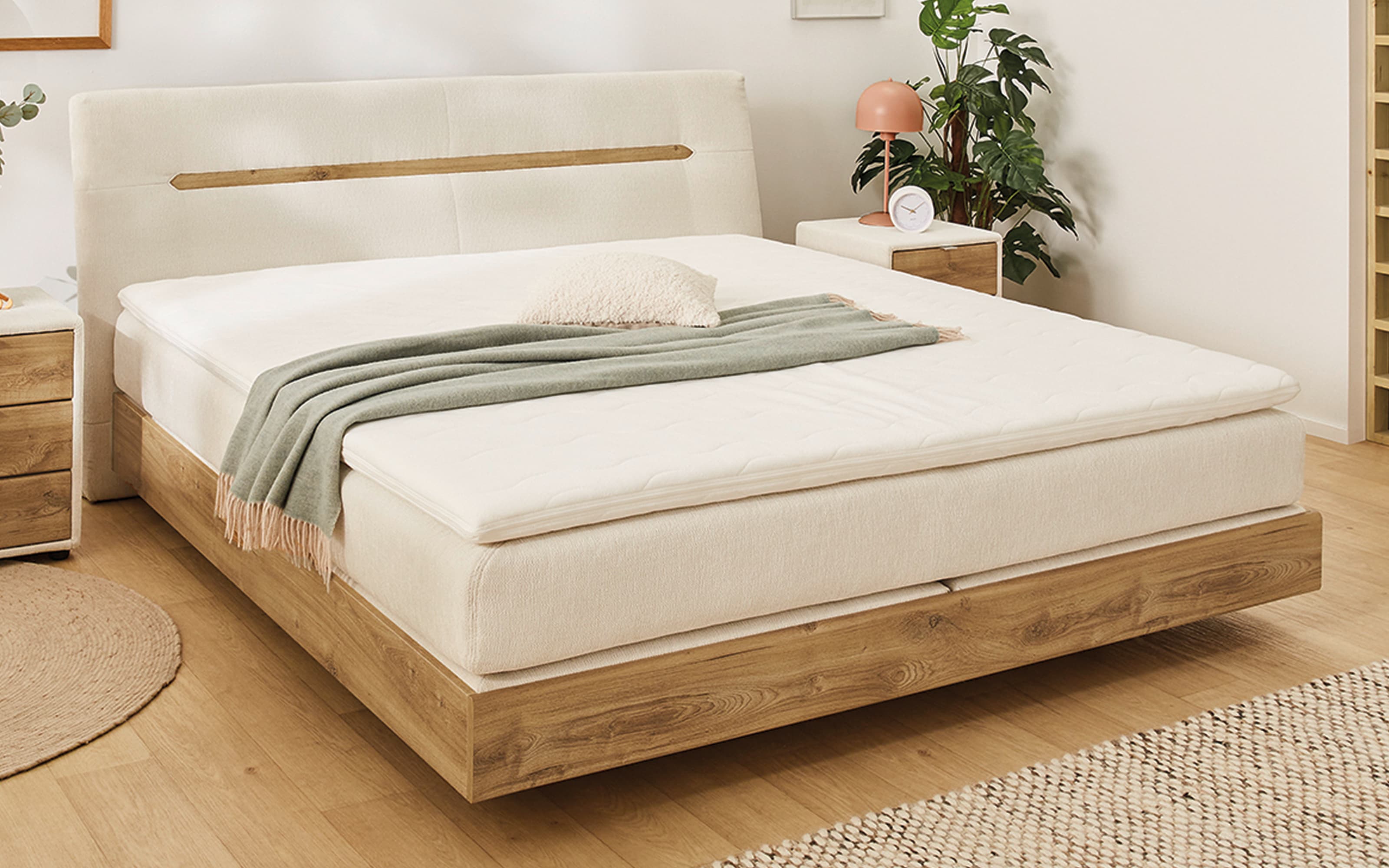 Boxspringbett Hetty Mix, beige, 180 x 200 cm, Härtegrad medium und fest